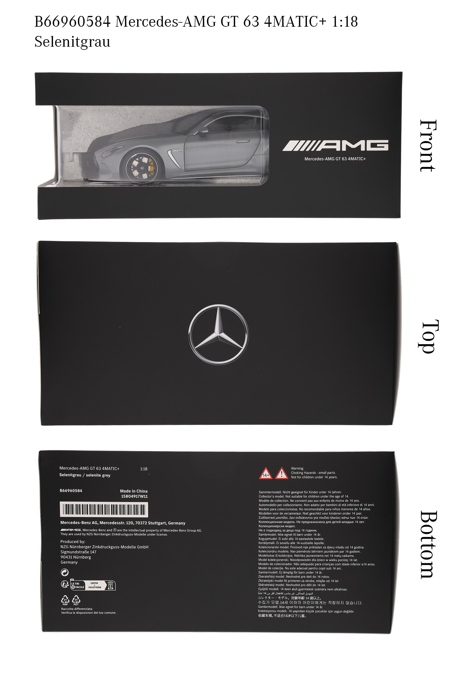 Mercedes-AMG GT 63, C192 - szarość selenitu, NZG, 1:18