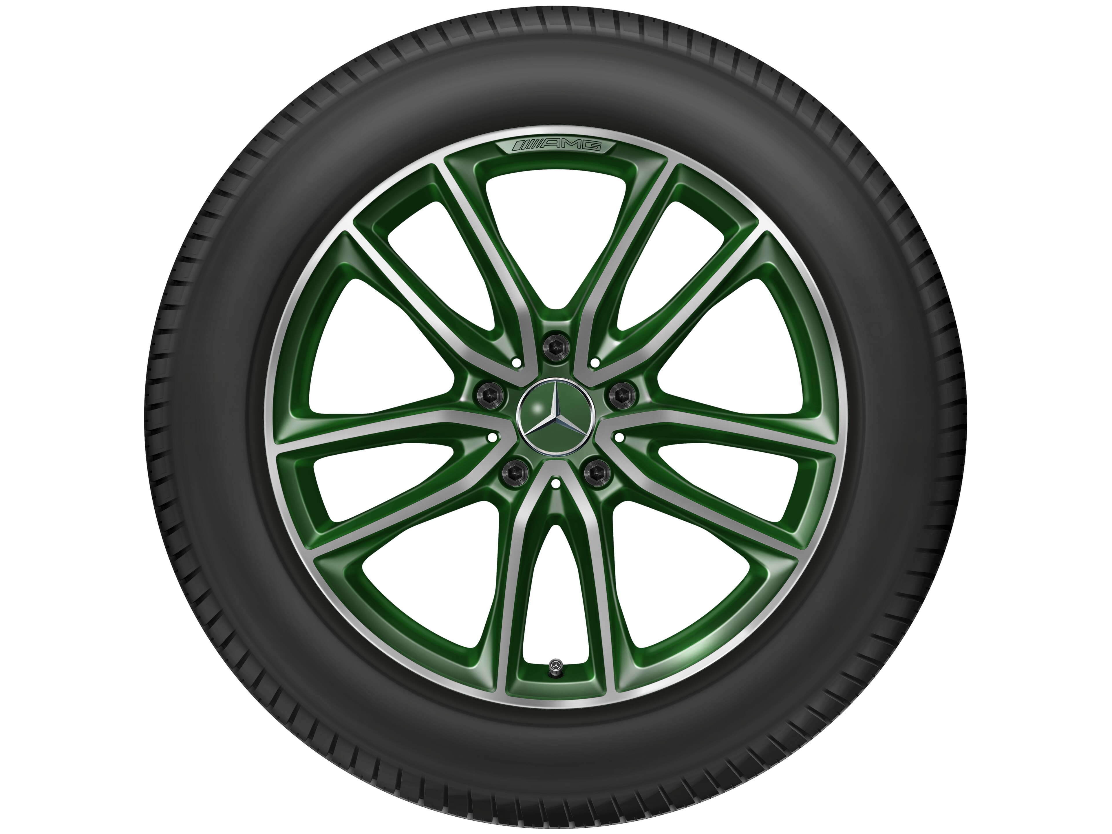 Obręcz AMG z 5 podwójnymi ramionami, 50,8 cm (20 cali) - 8,5 J x 20 ET 32, designo olive, toczone na połysk