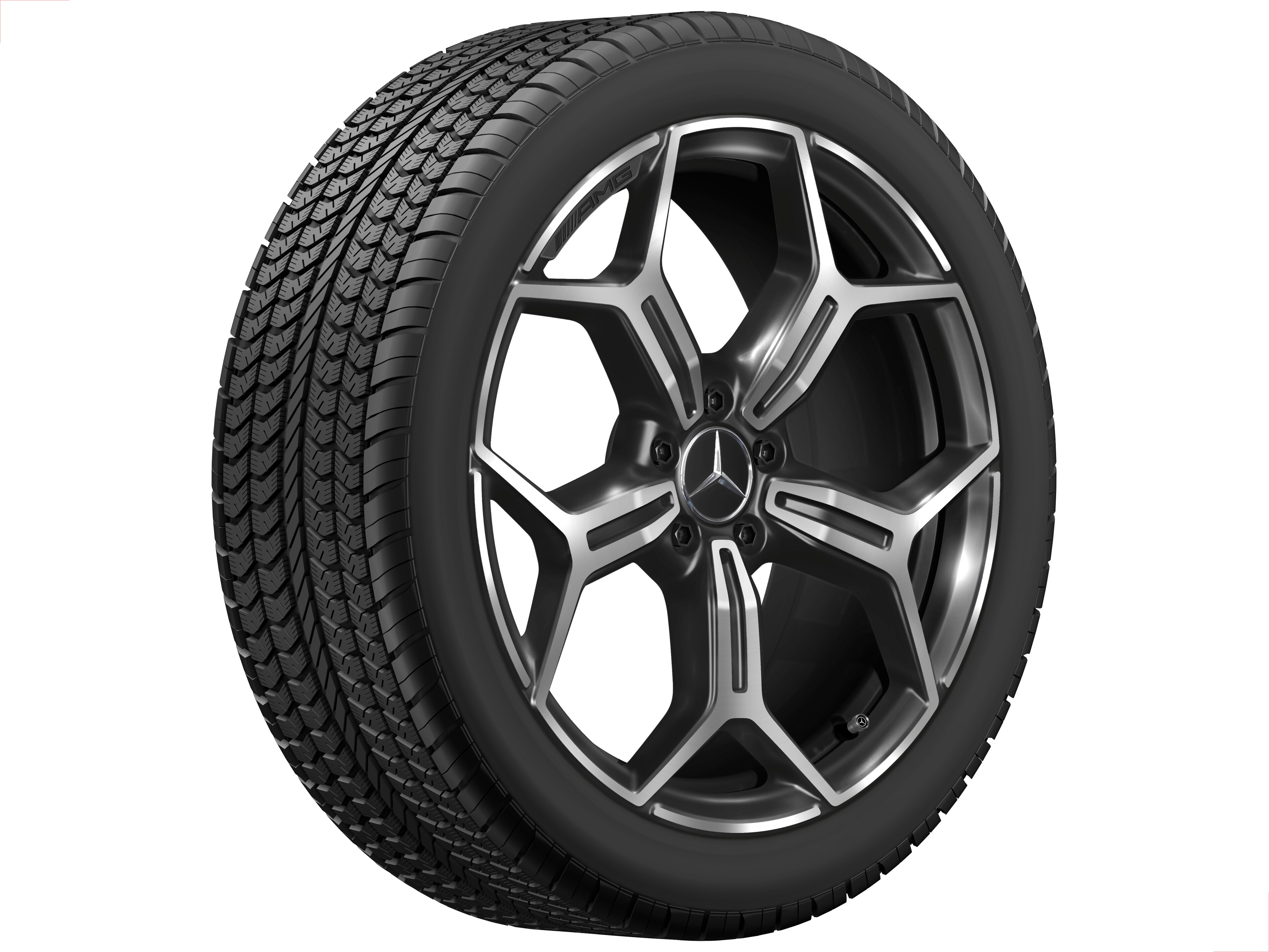 Obręcz AMG z lekkiego stopu, z 5 podwójnymi ramionami, 50,8 cm (20 cali), polerowane na połysk, lakier bezbarwny z odcieniem - 9 J x 20 ET 60,8, czerń, toczone na połysk
