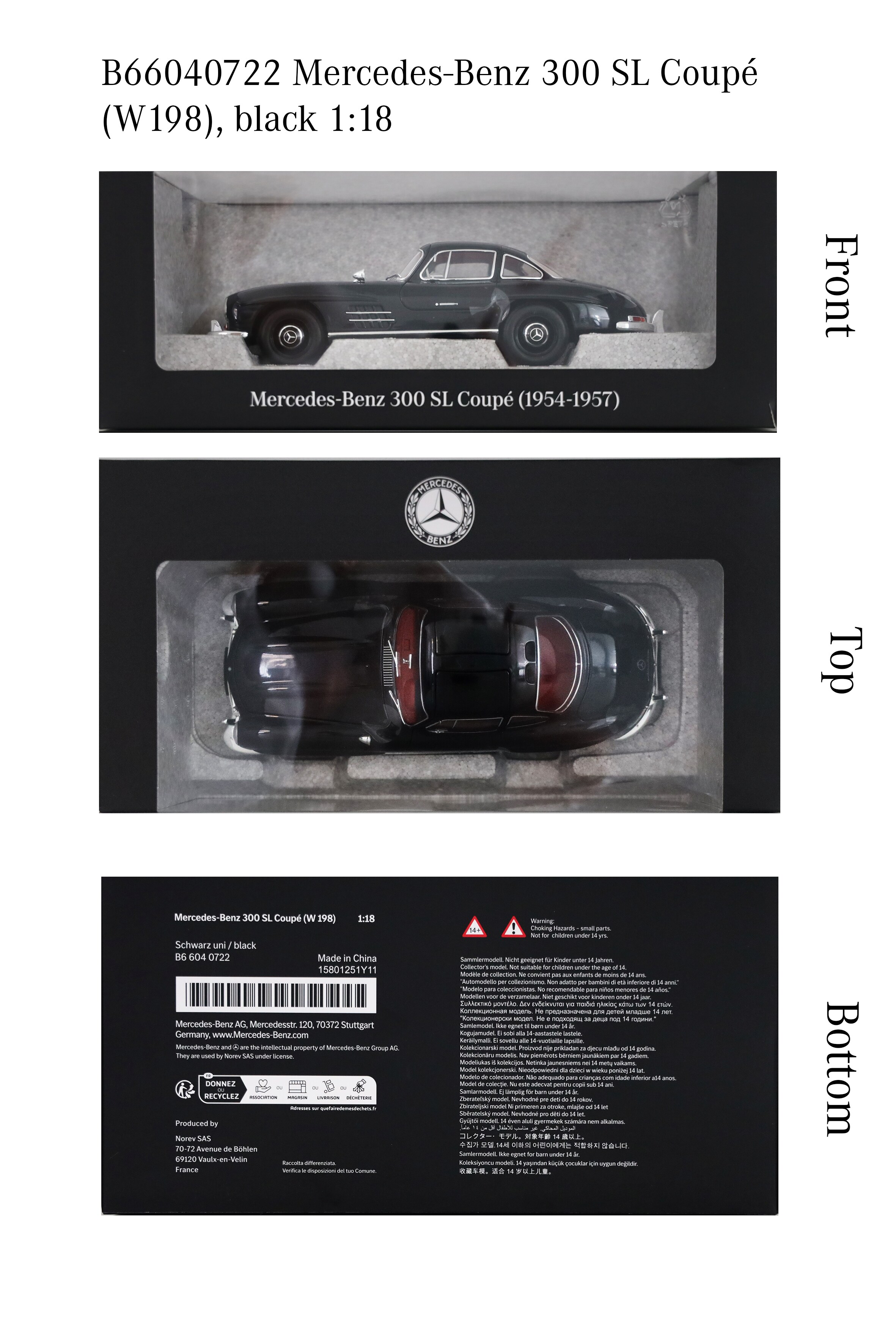 300 SL Coupé (1954-1963) W 198 - czerń, Norev, 1:18