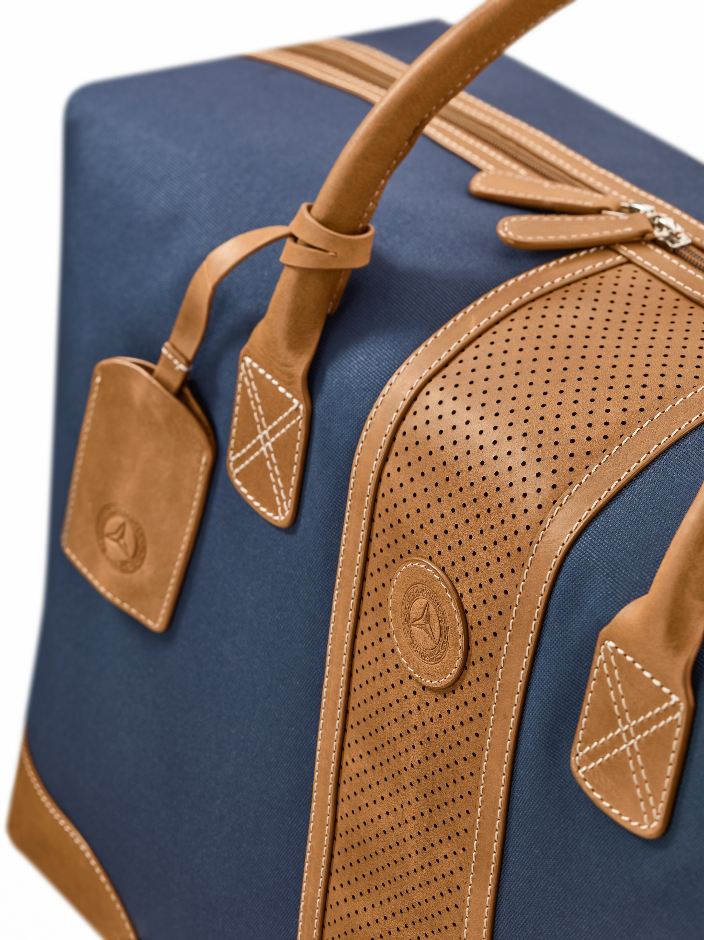 Weekender - niebieski / cognac, poliester (z recyklingu)