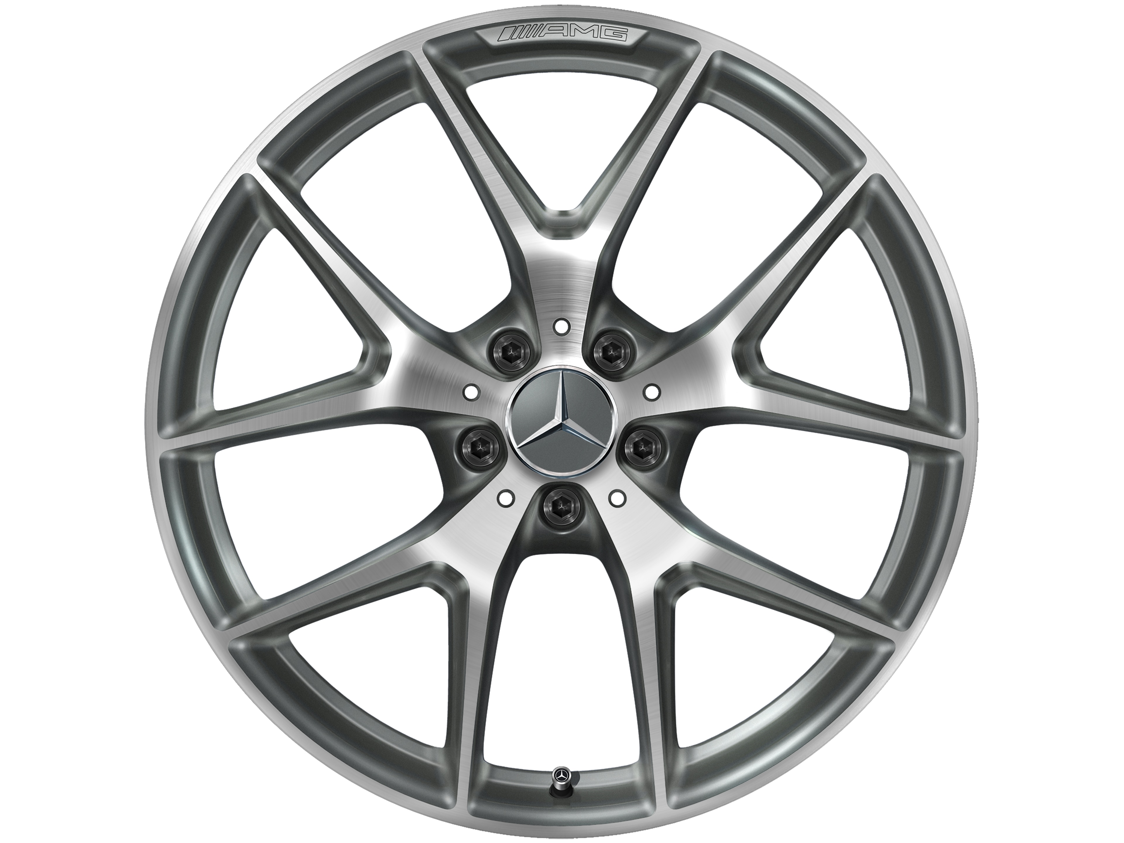 Obręcz AMG z krzyżowymi ramionami, 50,8 cm (20 cali) - 8,5 J x 20 ET 40, szarość tytanu, toczone na połysk