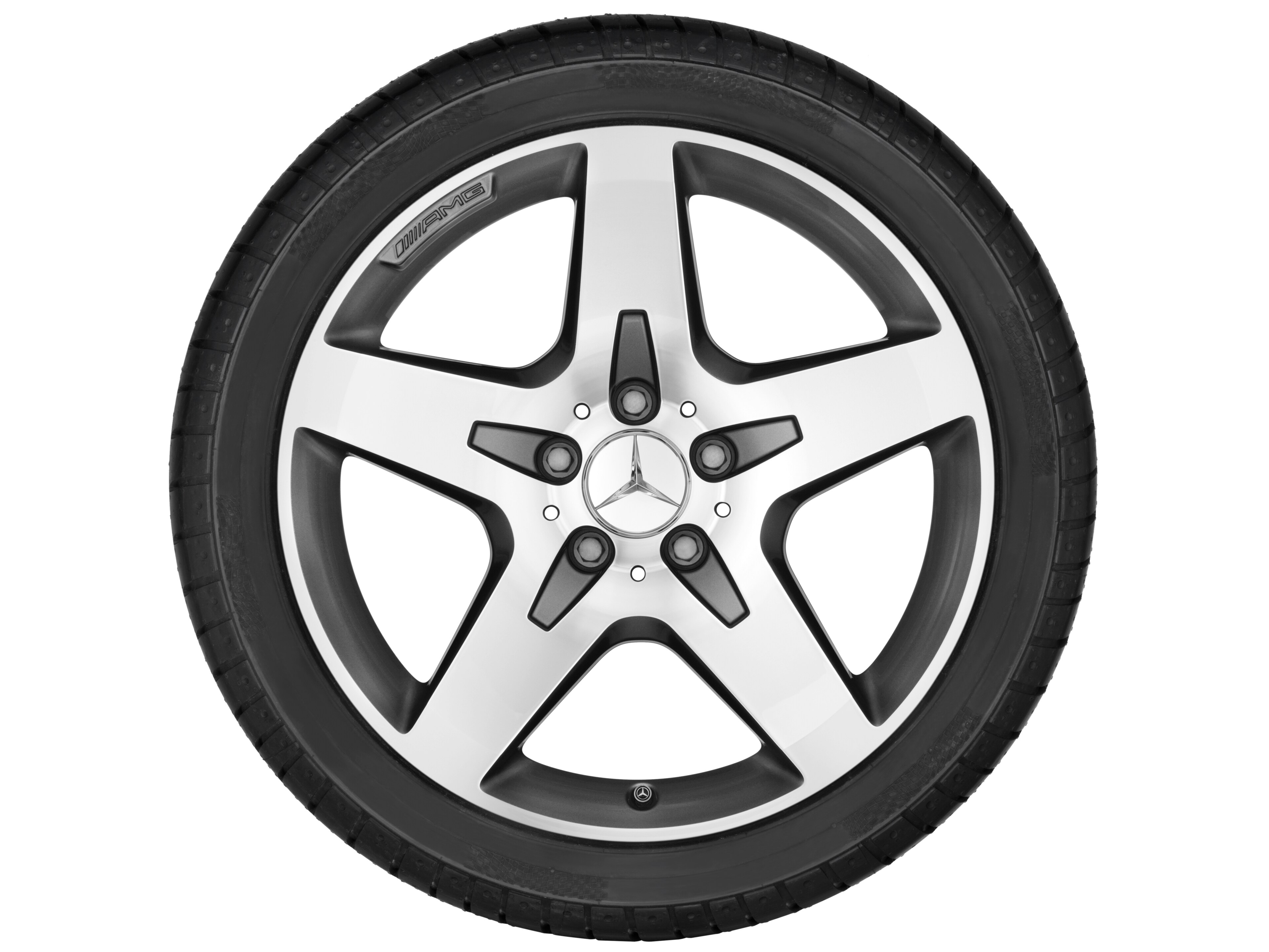Obręcz AMG 5-ramienna, 45,7 cm (18 cali) - 7 J x 18 ET 46, szarość tytanu, toczone na połysk