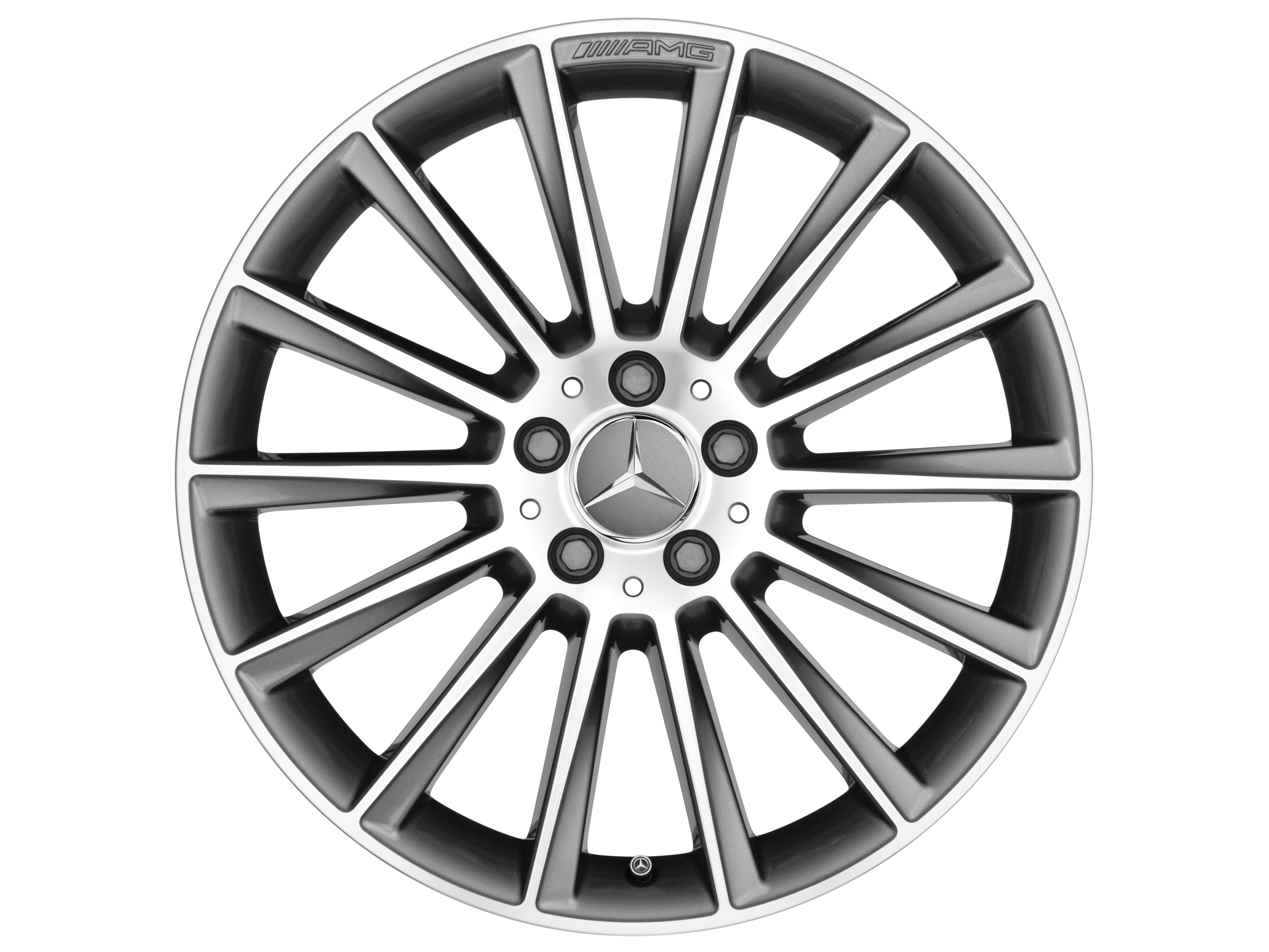 Wieloramienna obręcz koła AMG, 48,3 cm (19 cali) - 7,5 J x 19 ET 33, szarość tytanu, toczone na połysk