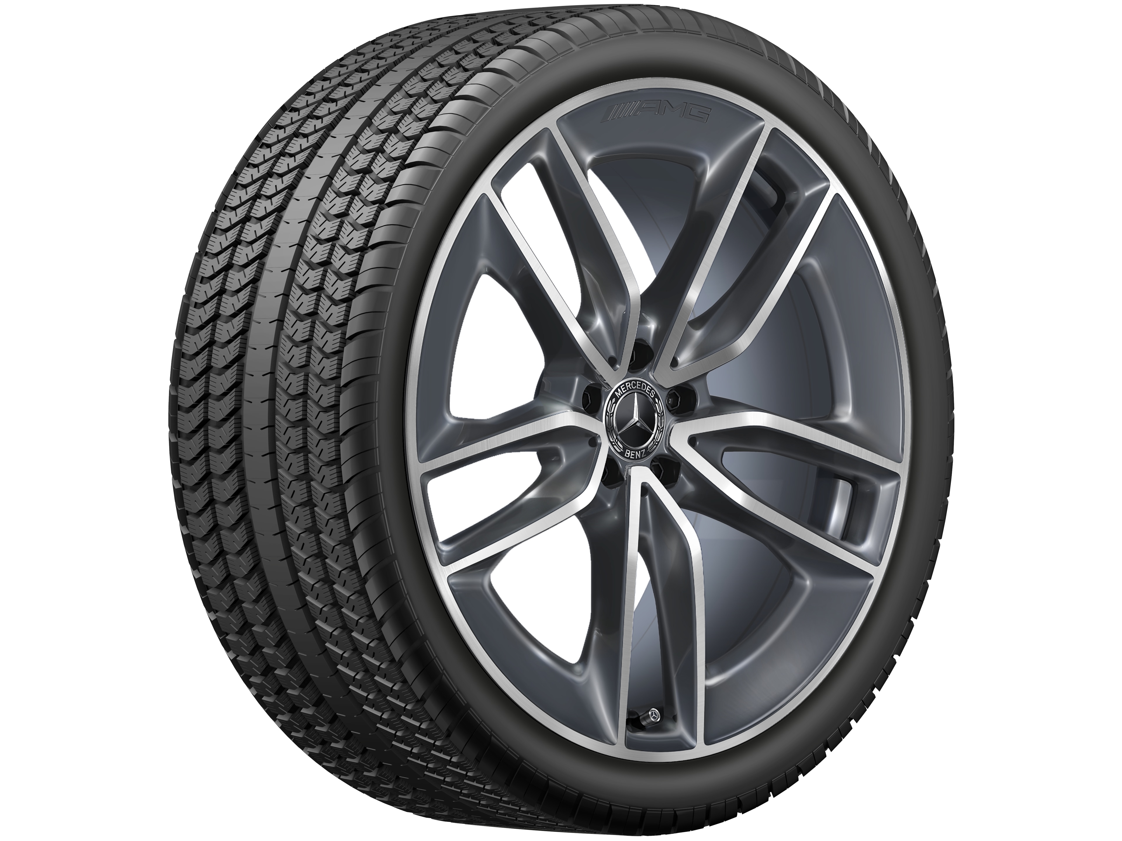 Obręcz AMG z 5 podwójnymi ramionami, 55,9 cm (22 cale) - 11 J x 22 ET 50, tremolit-metallic, toczone na połysk