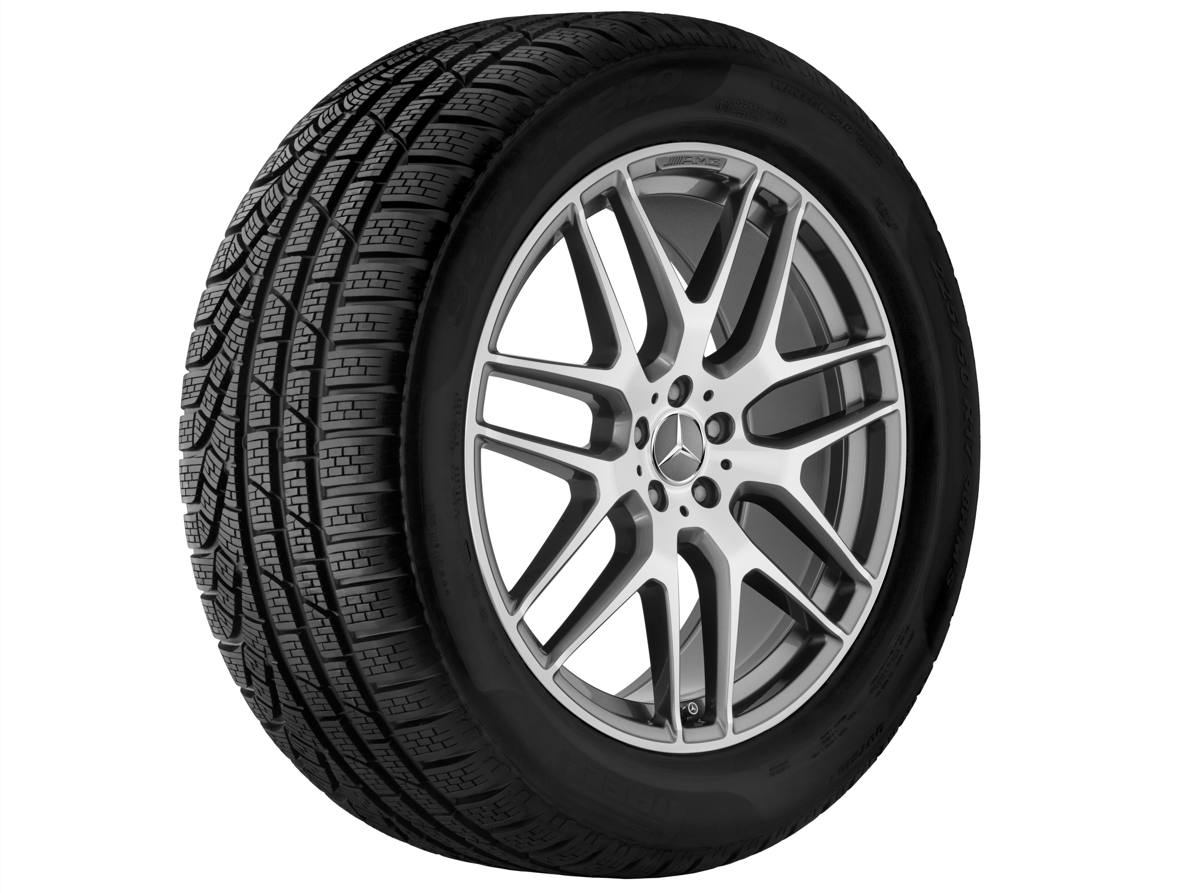 Obręcz AMG z lekkiego stopu, z krzyżowymi ramionami, 53,3 cm (21 cali) - 10 J x 21 ET 46, szarość tytanu, toczone na połysk