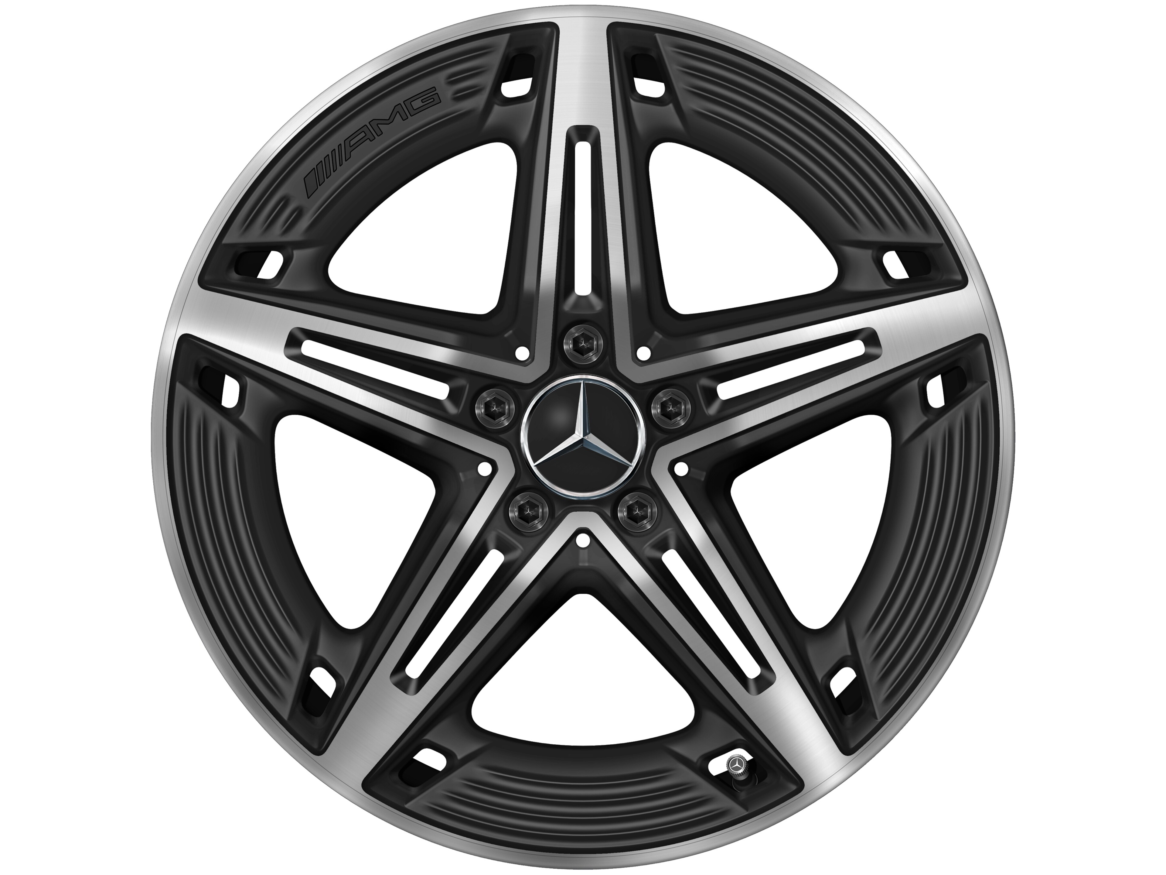 Obręcz AMG 5-ramienna, 48,3 cm (19 cali) - 8,5 J x 19 ET 46, czarny mat, toczone na połysk