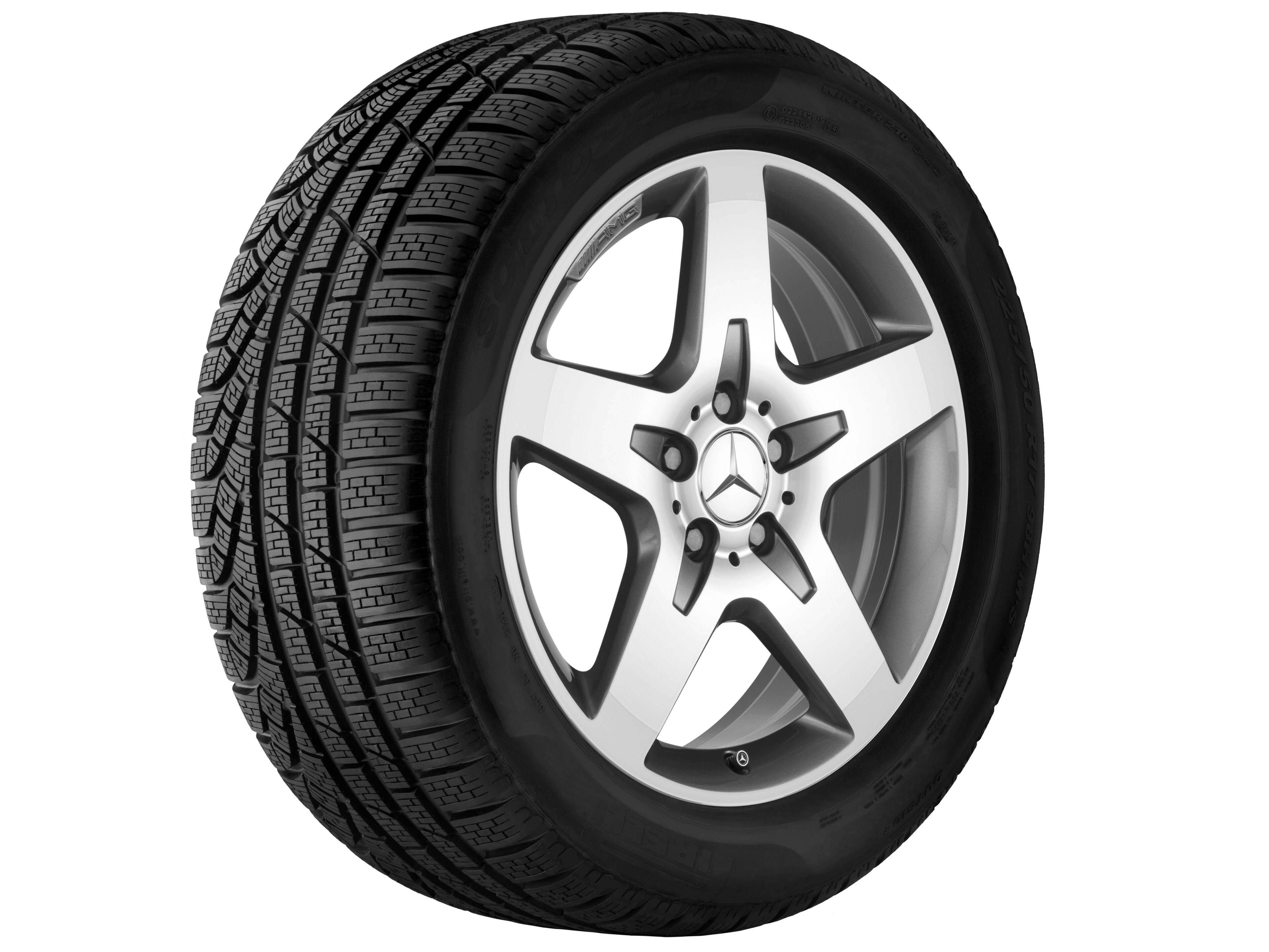 Obręcz AMG 5-ramienna, 45,7 cm (18 cali) - 7 J x 18 ET 46, szarość tytanu, toczone na połysk