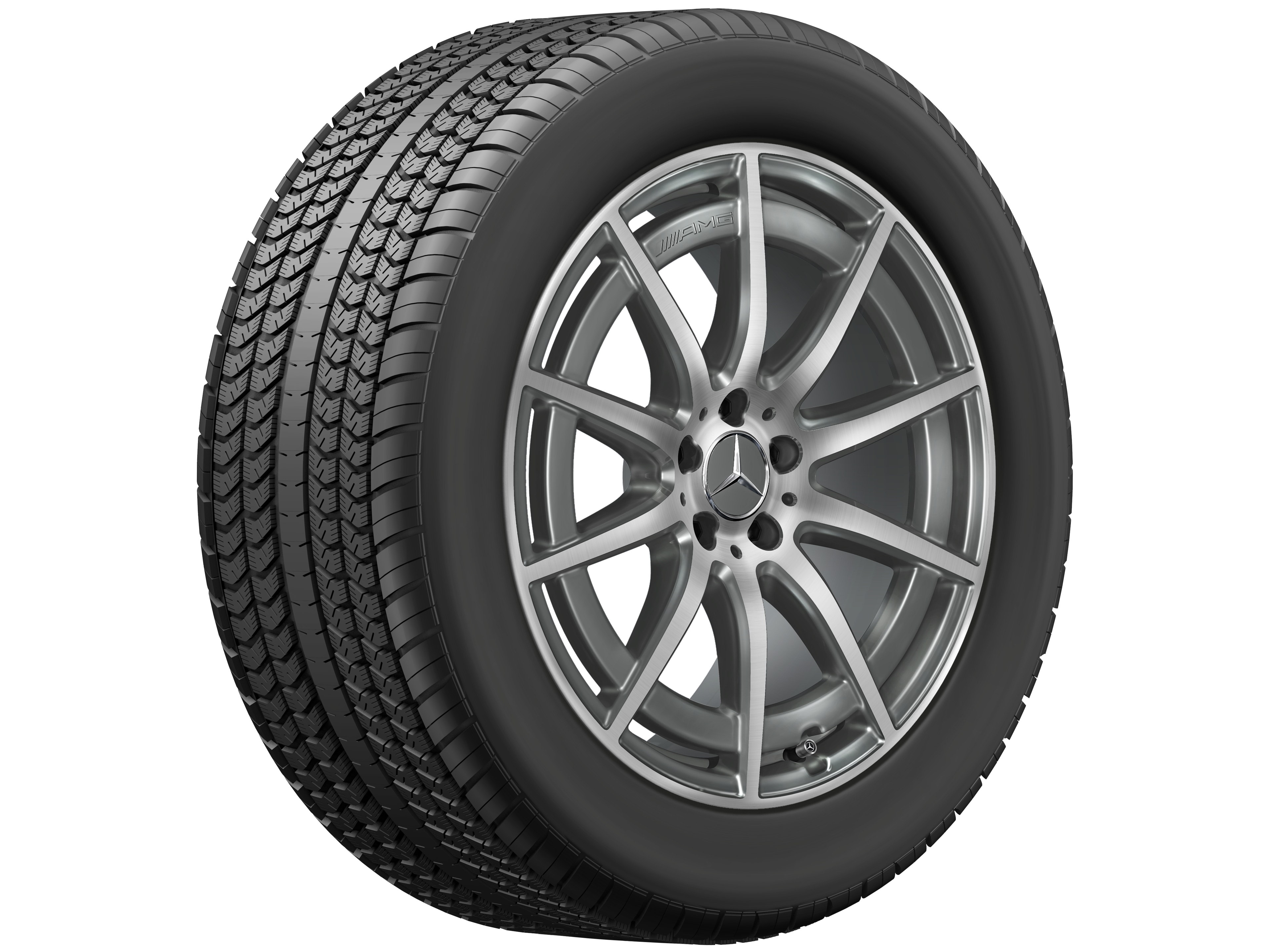 Obręcz AMG 10-ramienna, 48,3 cm (19 cali) - 9,5 J x 19 ET 25, szarość tantalu, toczone na połysk