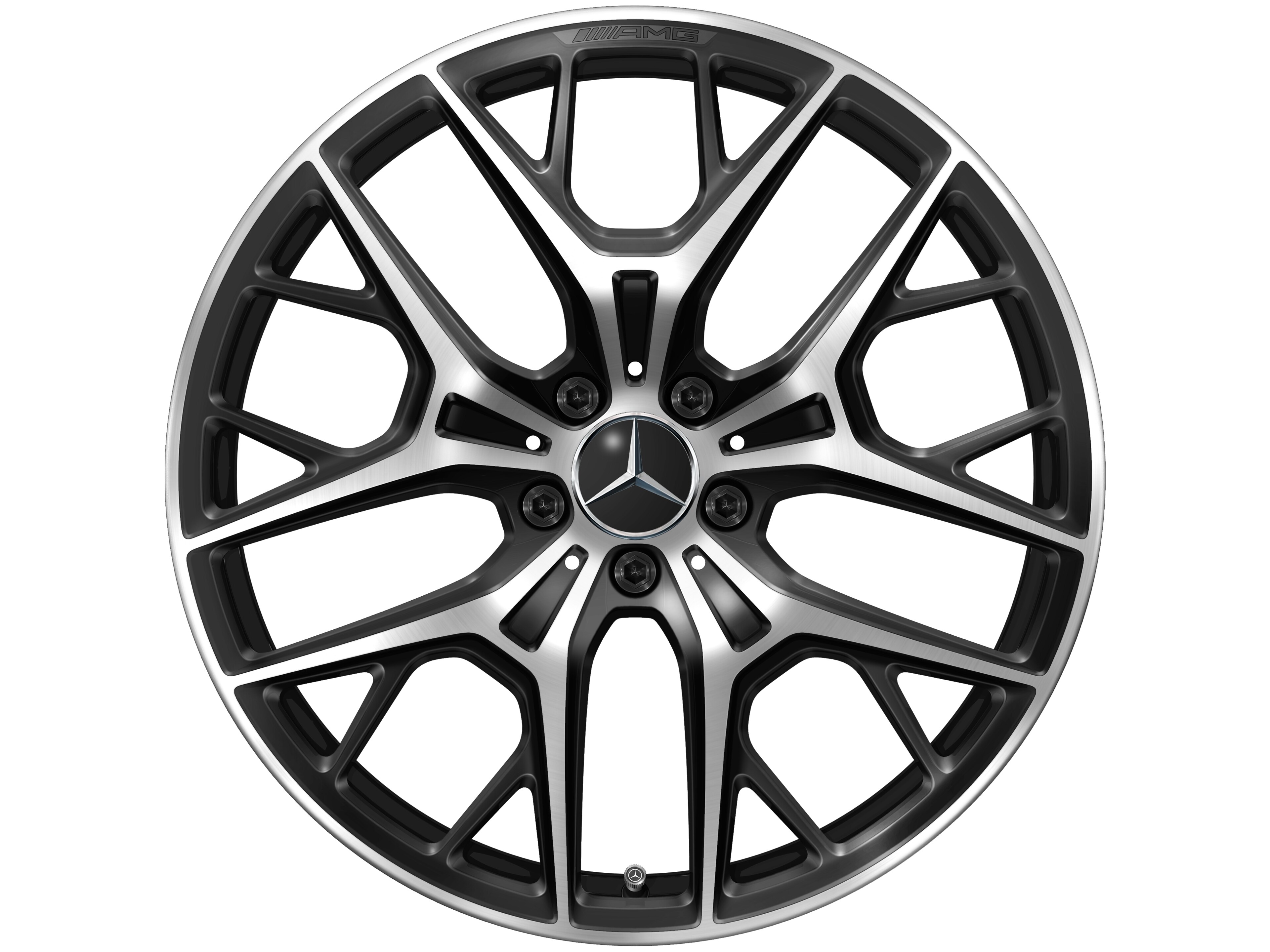 Obręcz AMG z lekkiego stopu, z krzyżowymi ramionami, 50,8 cm (20 cali) - 9 J x 20 ET 32, czerń, toczone na połysk