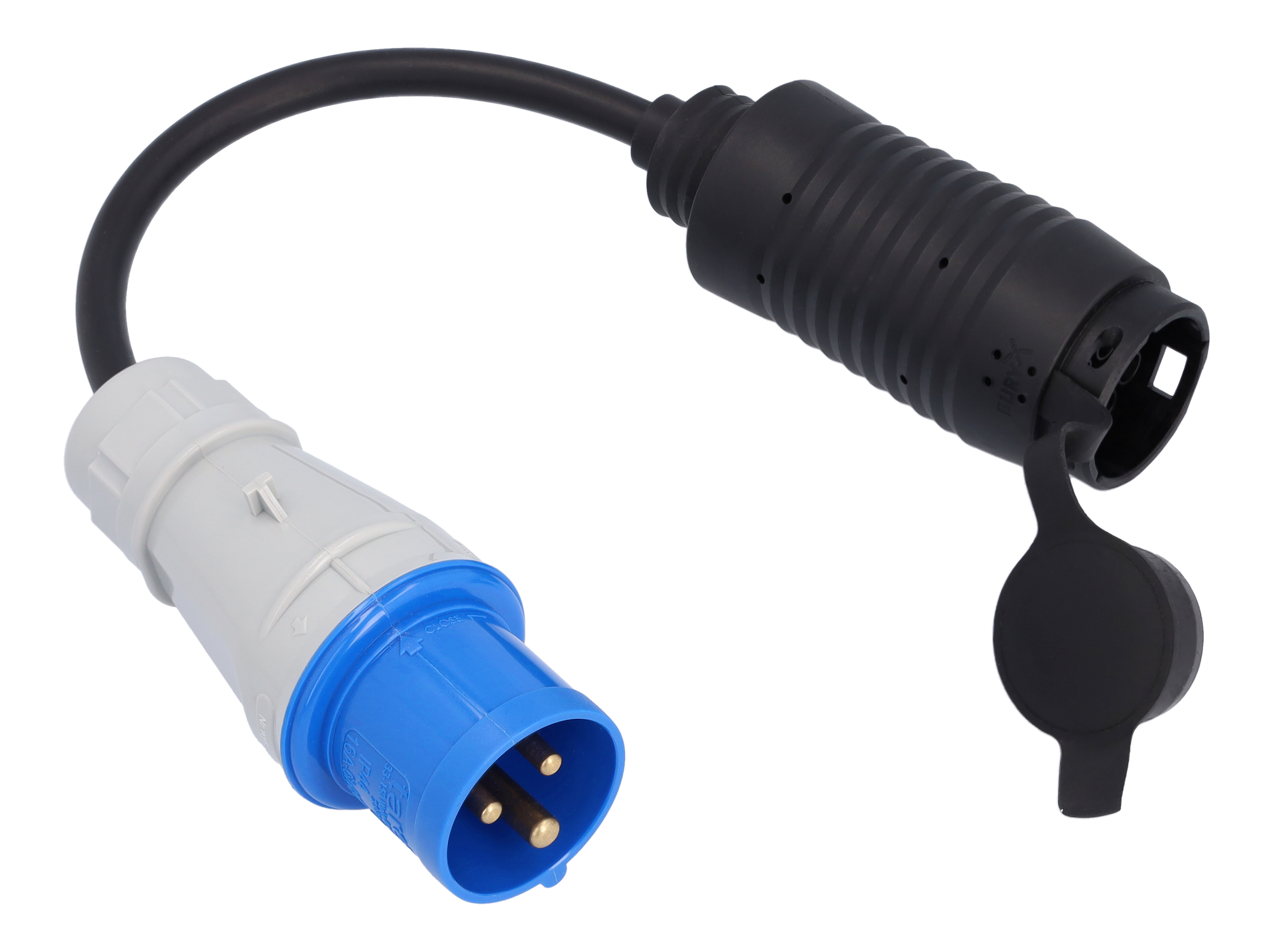 Elastyczny system ładowania Pro, Adapter, CEE 16/1-fazowy - tworzywo sztuczne, czerń, kierownica z lewej/prawej strony