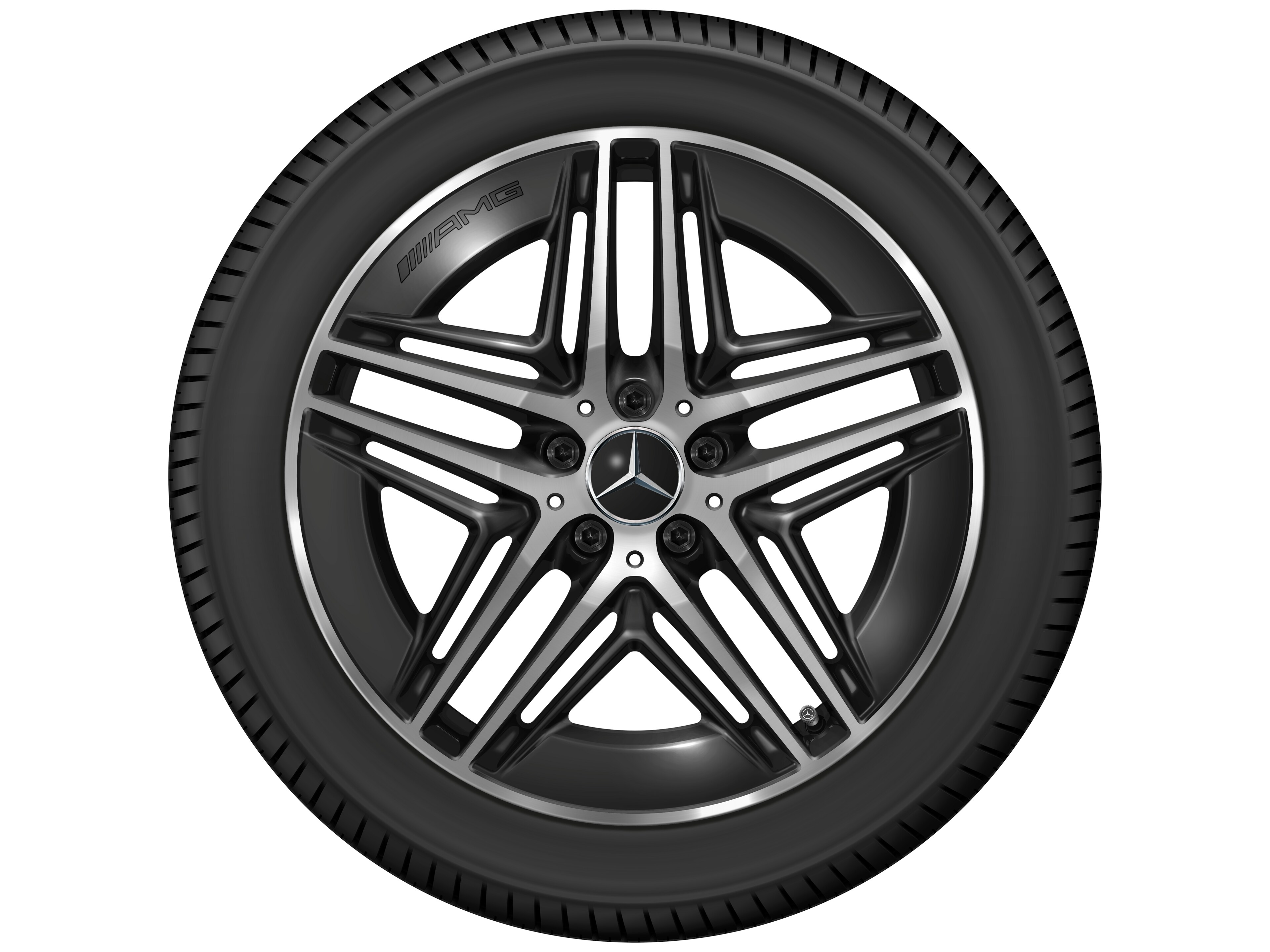 Obręcz AMG z lekkiego stopu, z 5 podwójnymi ramionami, 48,3 cm (19 cali) - 8 J x 19 ET 52, czerń, toczone na połysk