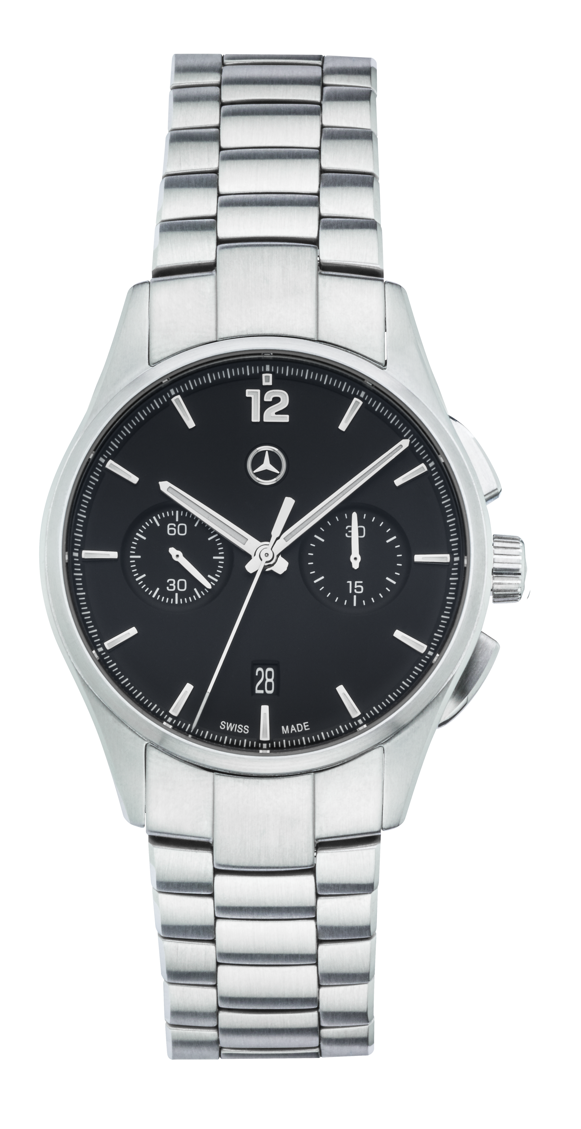 Męski automatyczny chronograf, Mercedes-Benz, Business - czerń / srebrny, stal nierdzewna