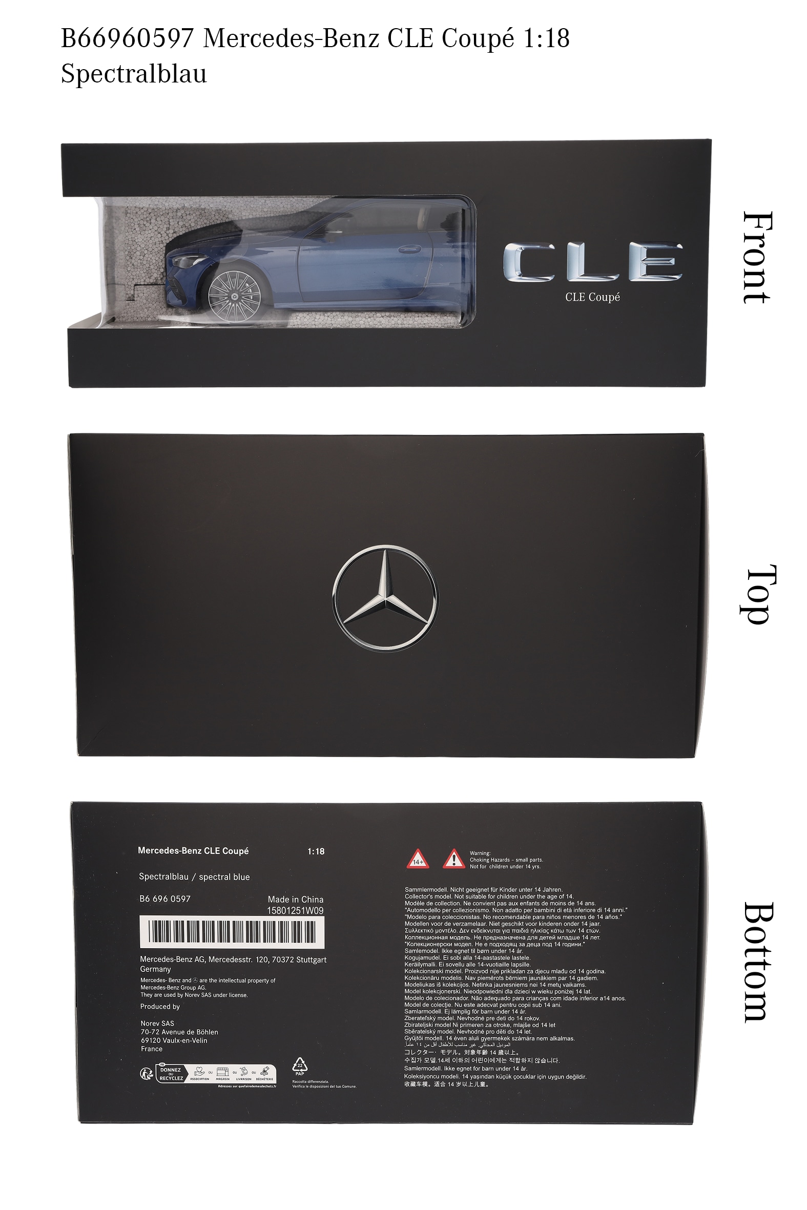 CLE Coupé, AMG Line, C236 - niebieski widmowy, Norev, 1:18