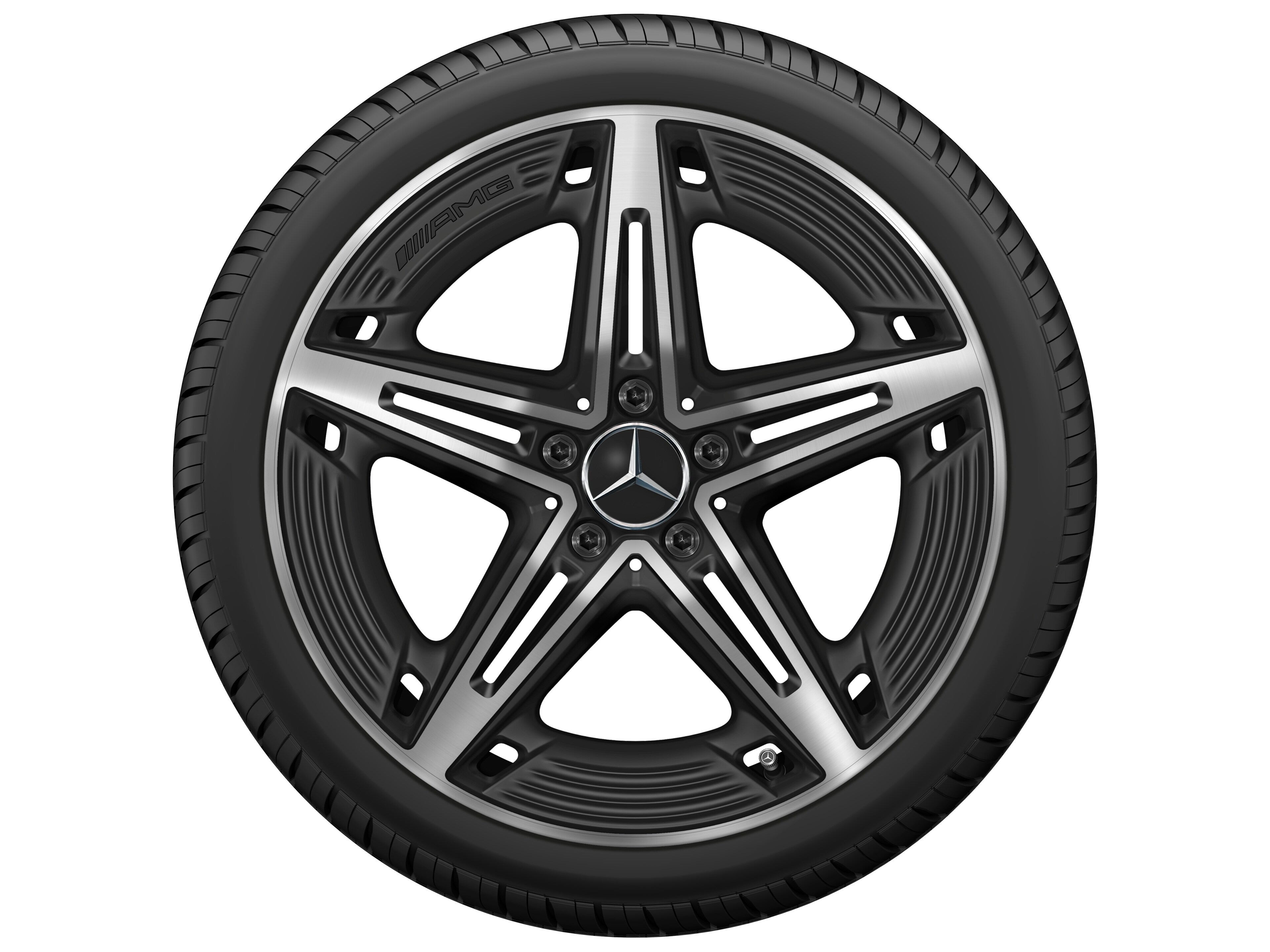 Obręcz AMG 5-ramienna, 48,3 cm (19 cali) - 8,5 J x 19 ET 46, czarny mat, toczone na połysk