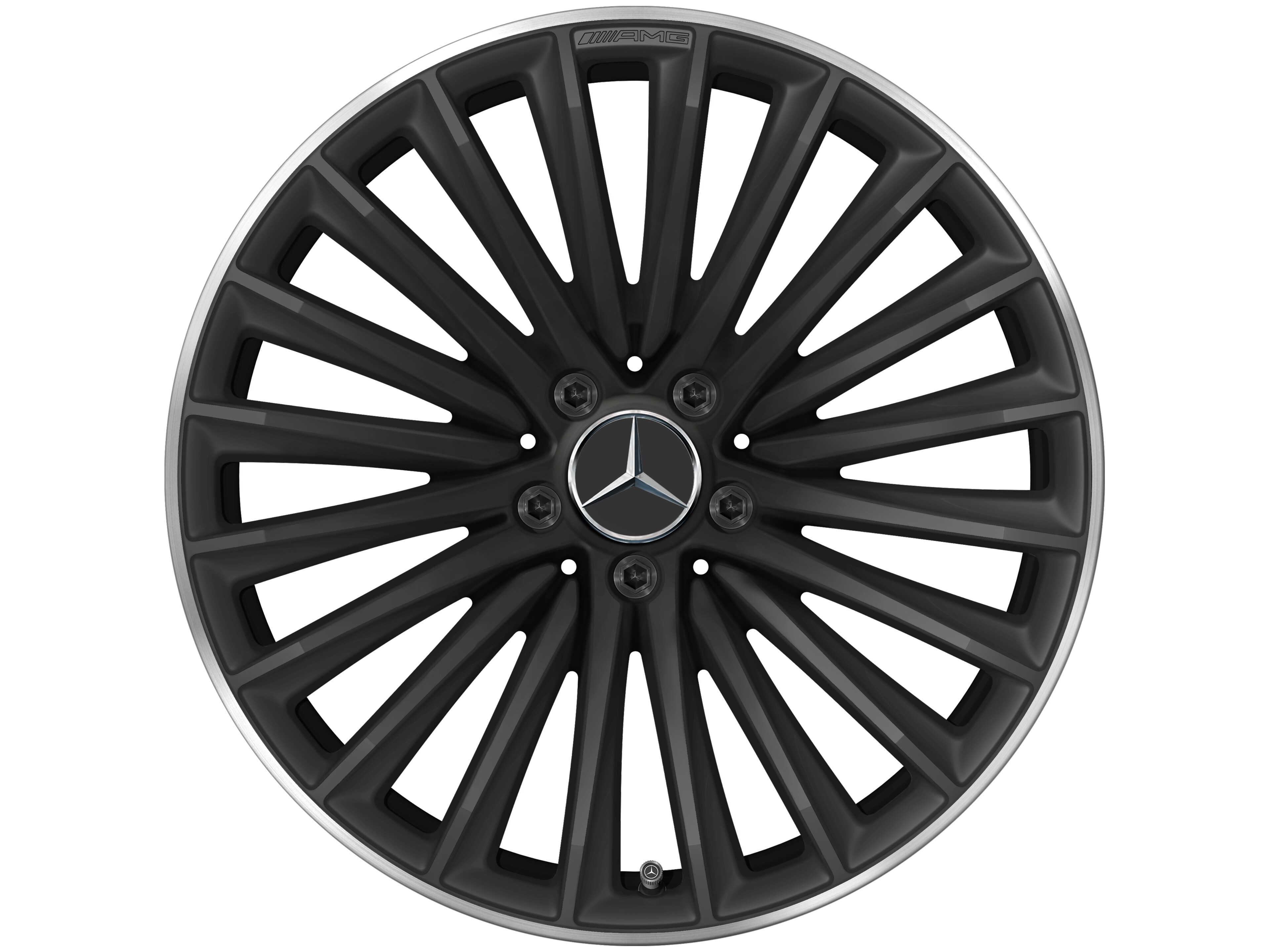 Wieloramienna obręcz koła AMG, 48,3 cm (19 cali) - 11 J x 19 ET 60,5, czarny mat, obrzeże obręczy polerowane na połysk
