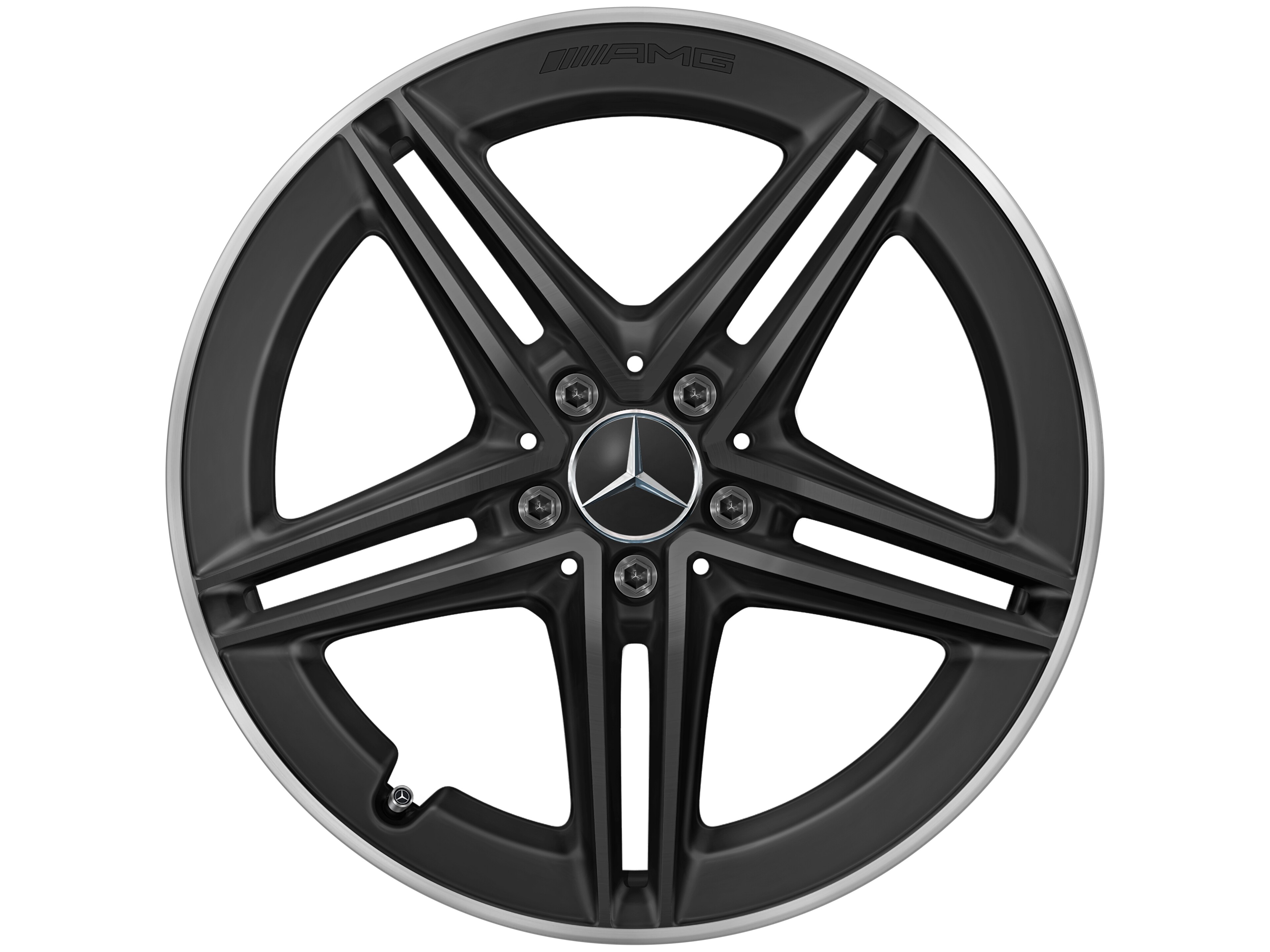 Obręcz AMG z 5 podwójnymi ramionami, 48,3 cm (19 cali), Obrzeże obręczy polerowane na połysk - 9 J x 19 ET 52, czarny mat