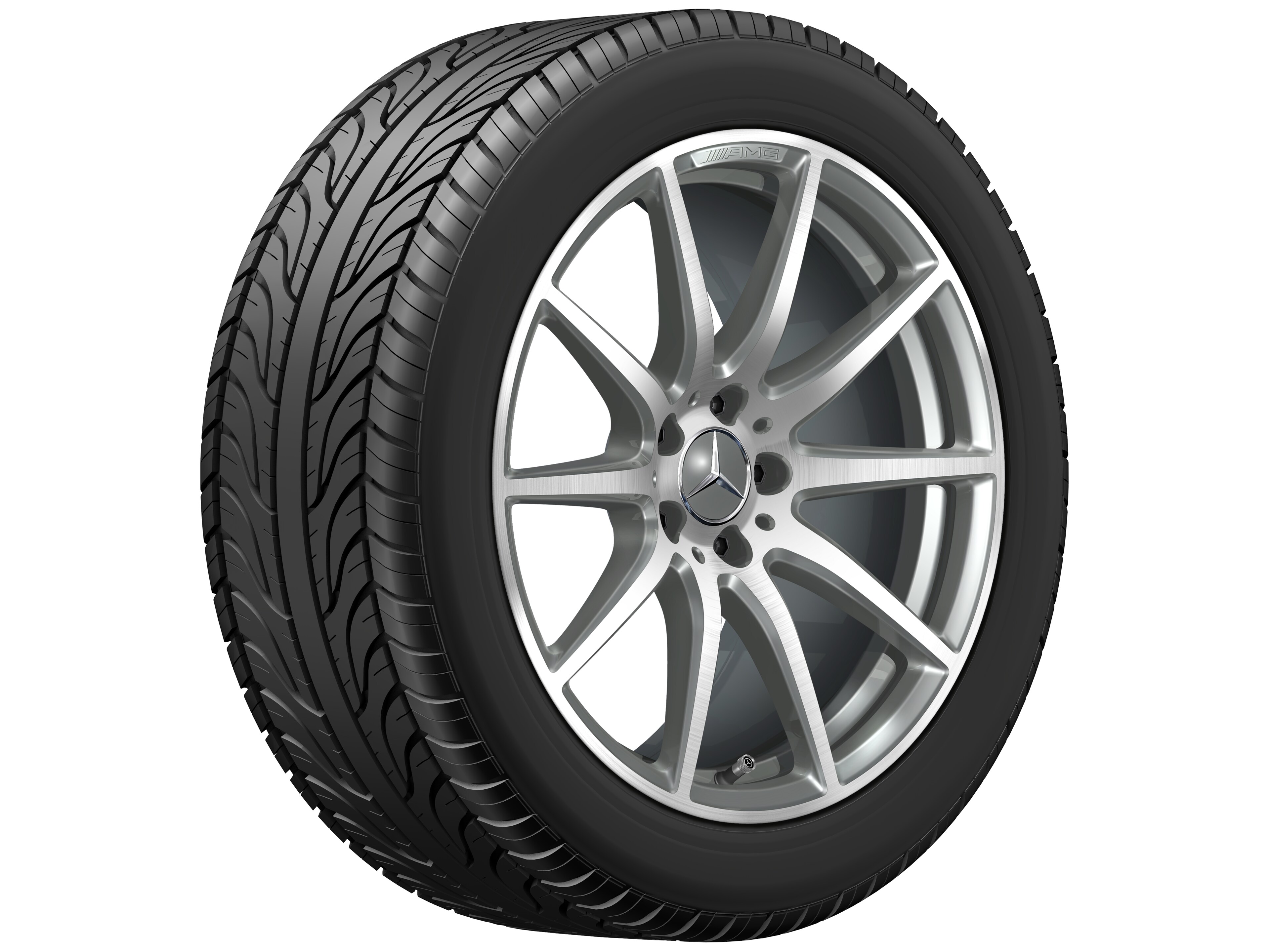 Obręcz AMG 10-ramienna, 48,3 cm (19 cali) - 11 J x 19 ET 53, szarość tytanu, toczone na połysk