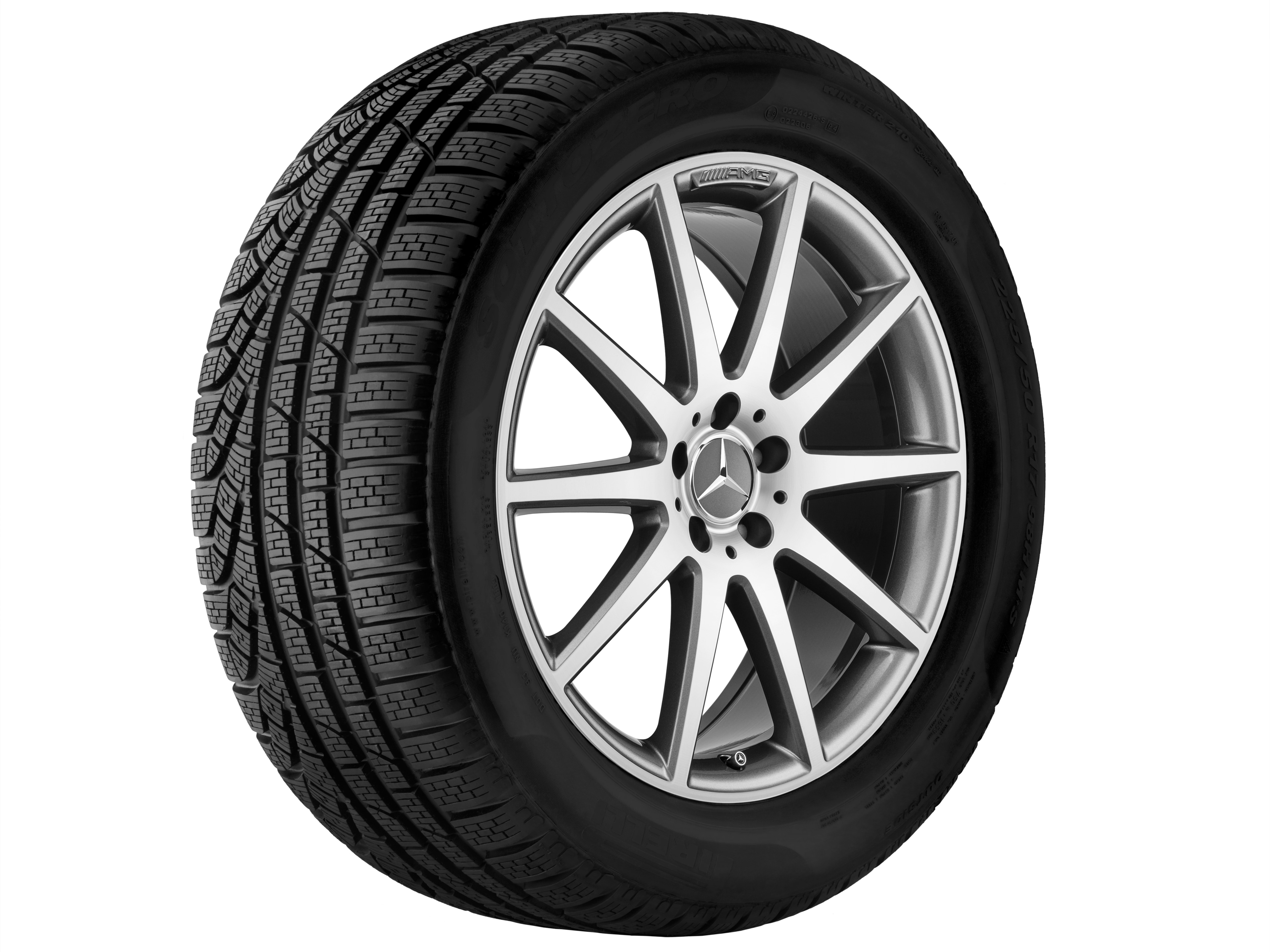 Obręcz AMG 10-ramienna, 48,3 cm (19 cali) - 8 J x 19 ET 19, szarość tytanu, toczone na połysk