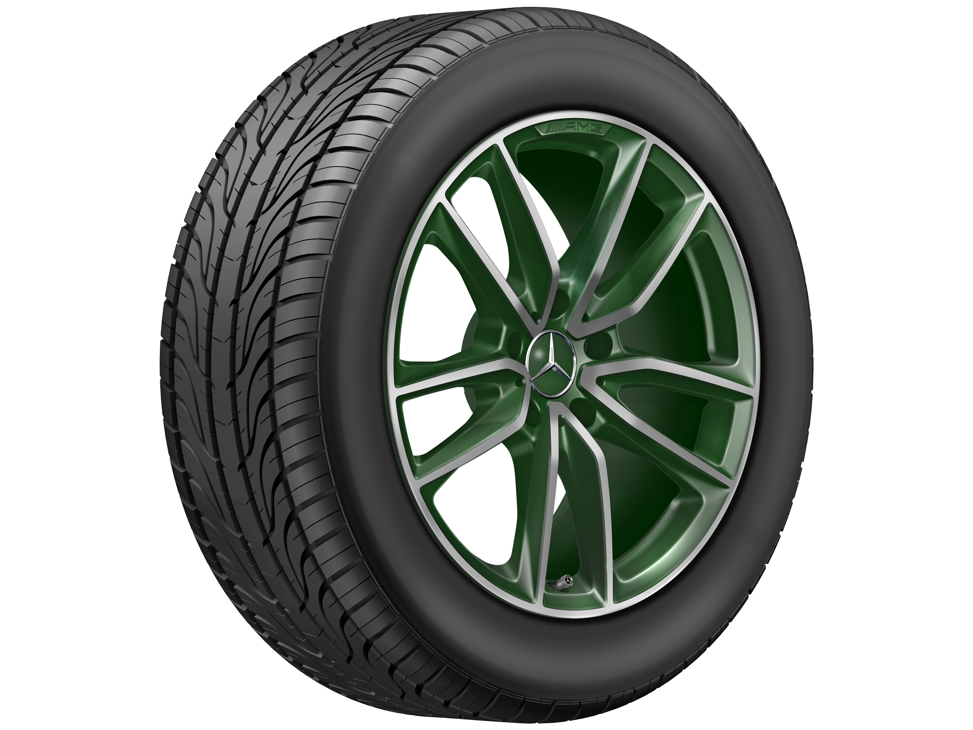Obręcz AMG z 5 podwójnymi ramionami, 50,8 cm (20 cali) - 8,5 J x 20 ET 32, designo olive, toczone na połysk