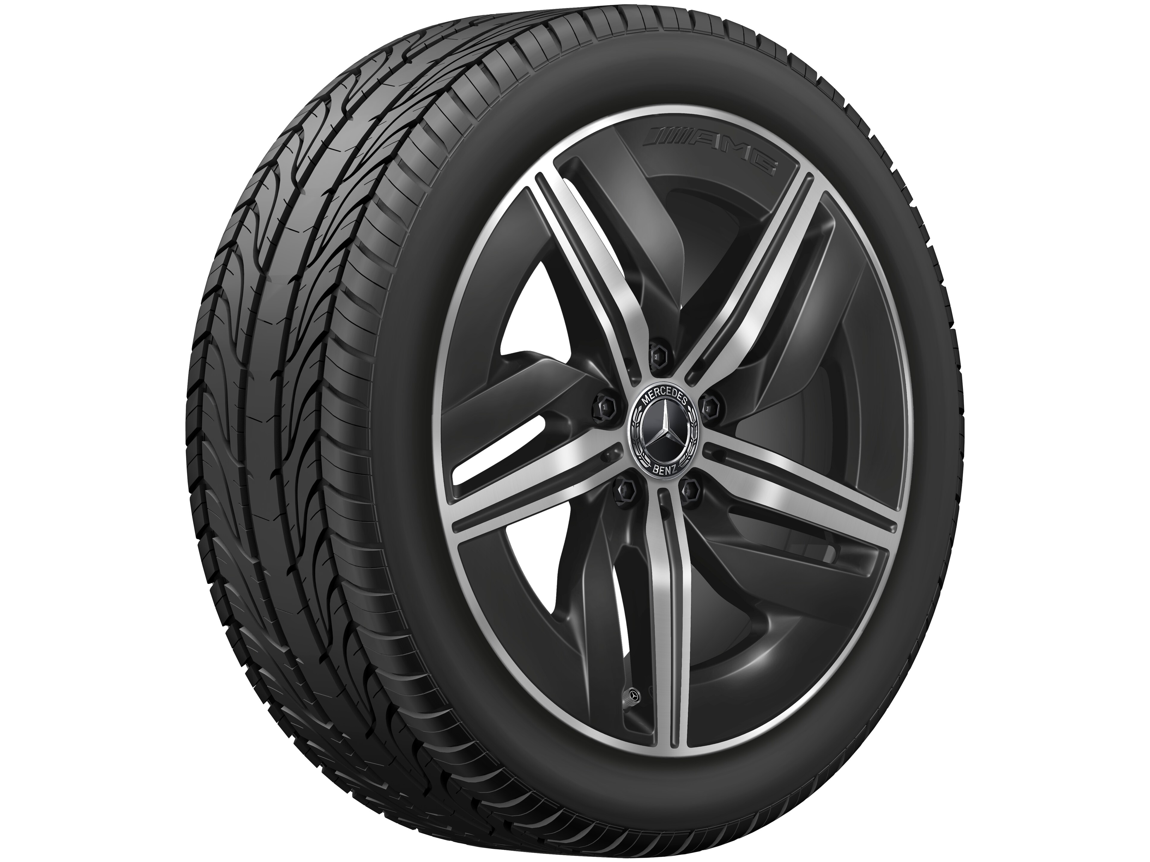 Obręcz AMG 5-ramienna, 45,7 cm (18 cali) - 7,5 J x 18 ET 48,4, czerń, toczone na połysk