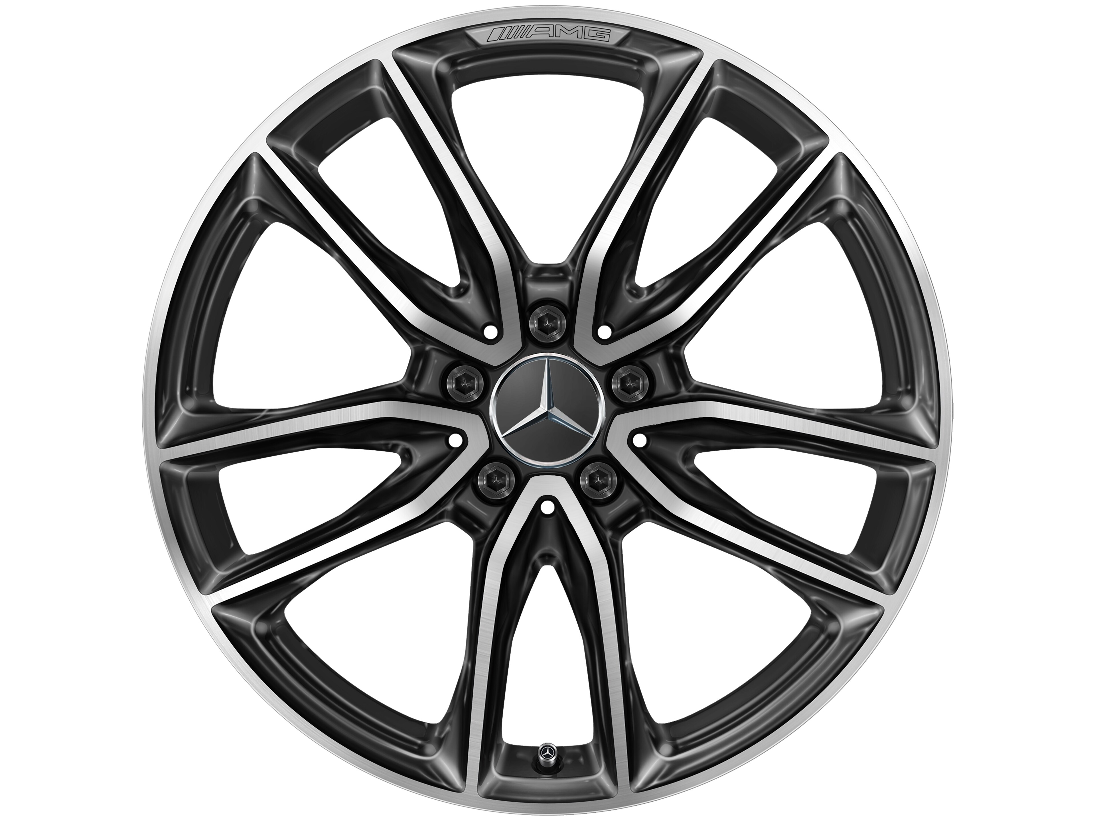 Obręcz AMG z 5 podwójnymi ramionami, 48,3 cm (19 cali) - 7,5 J x 19 ET 49, czerń, toczone na połysk