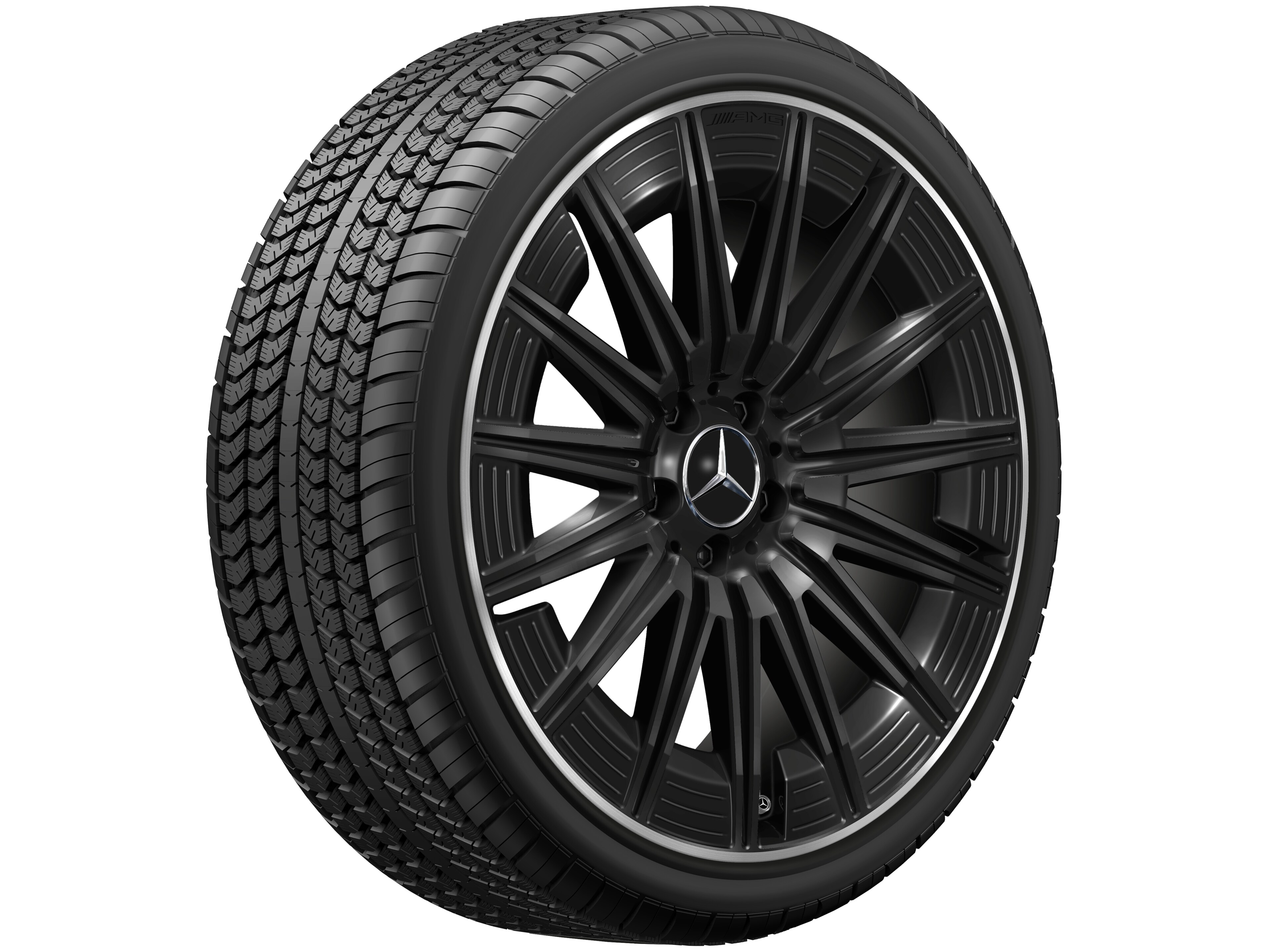 Wieloramienna obręcz koła AMG, 50,8 cm (20 cali), Obrzeże obręczy polerowane na połysk - 9 J x 20 ET 60,5, czerń, obrzeże obręczy polerowane na połysk