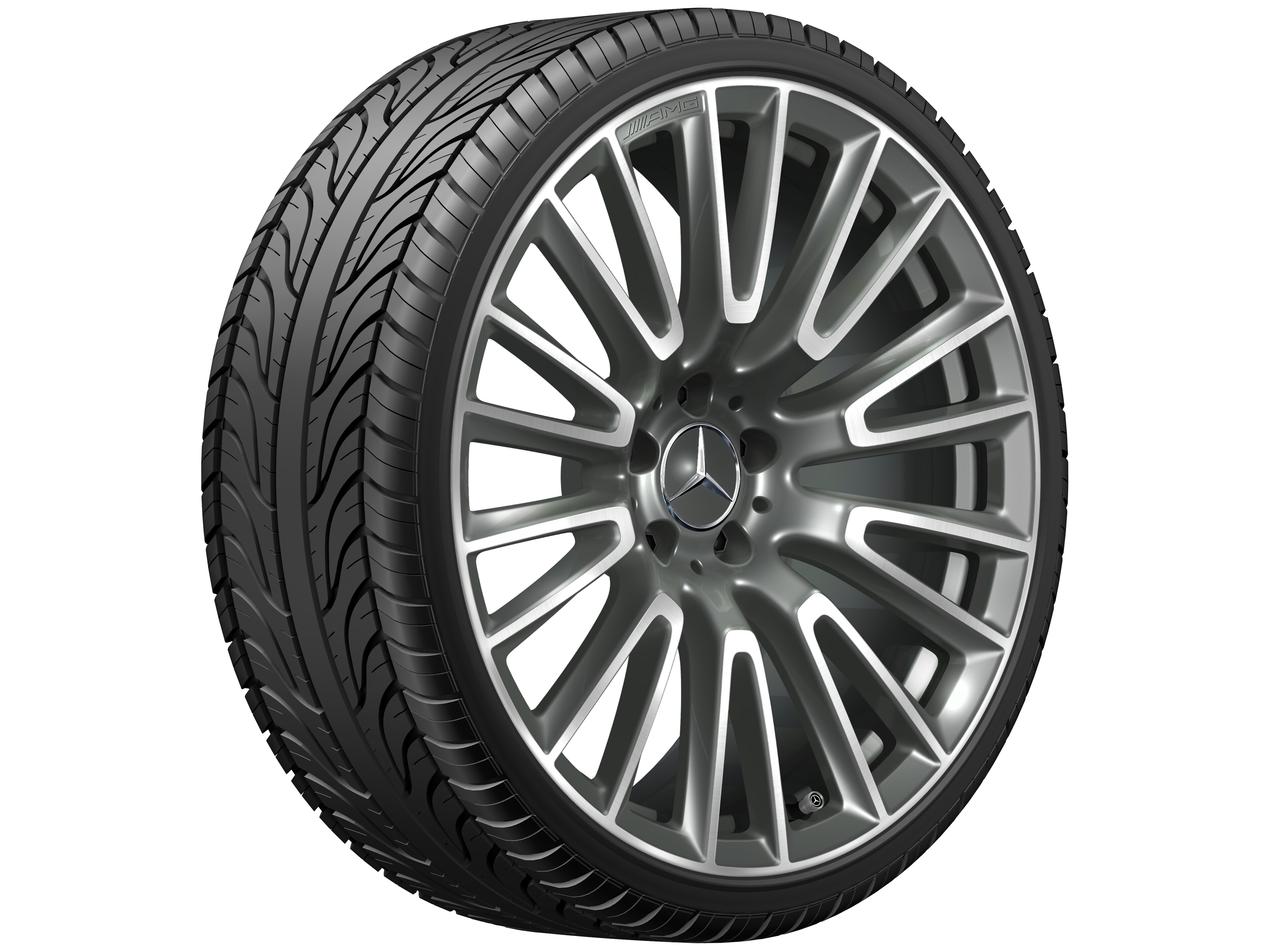 Obręcz AMG z lekkiego stopu, z 10 podwójnymi ramionami, 50,8 cm (20 cali) - 10,5 J x 20 ET 43, szarość Himalajów, toczone na połysk