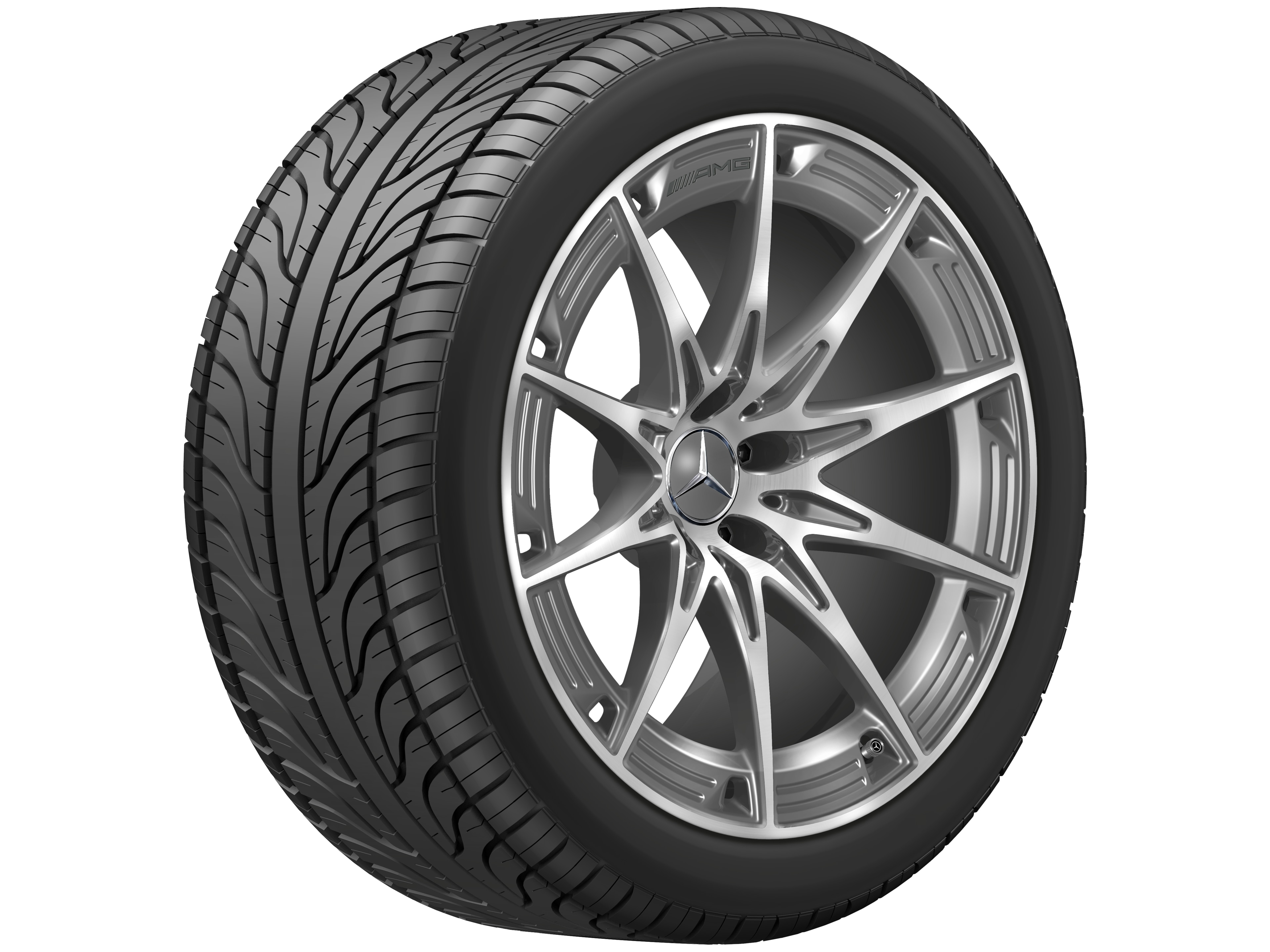 Obręcz AMG 10-ramienna, 50,8 cm (20 cali) - 11 J x 20 ET 33, szarość tantalu, toczone na połysk