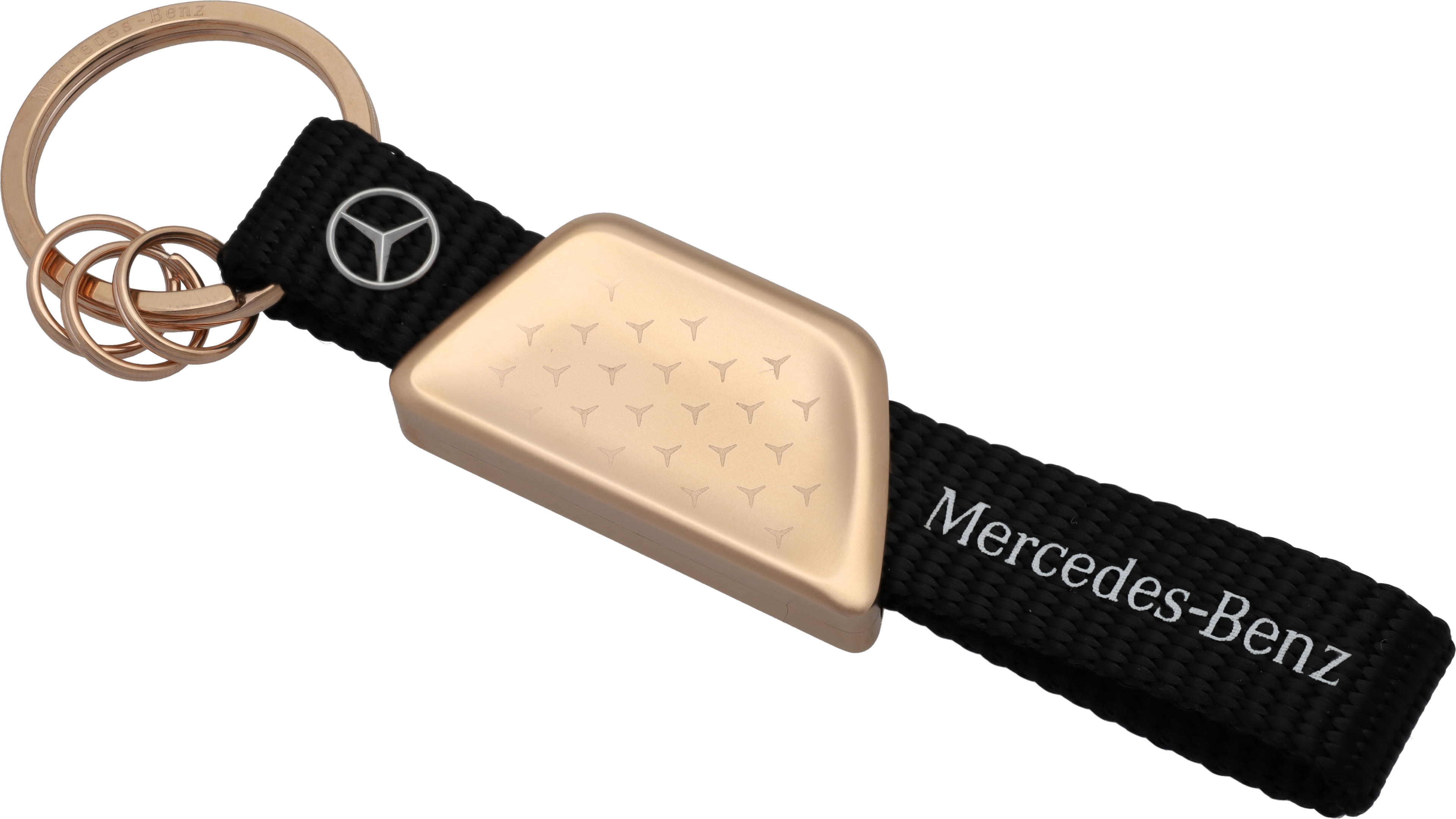 Breloczki do kluczy, Mercedes-Benz - różowe złoto / czerń, stal nierdzewna / PET z recyklingu, powlekane proszkowo