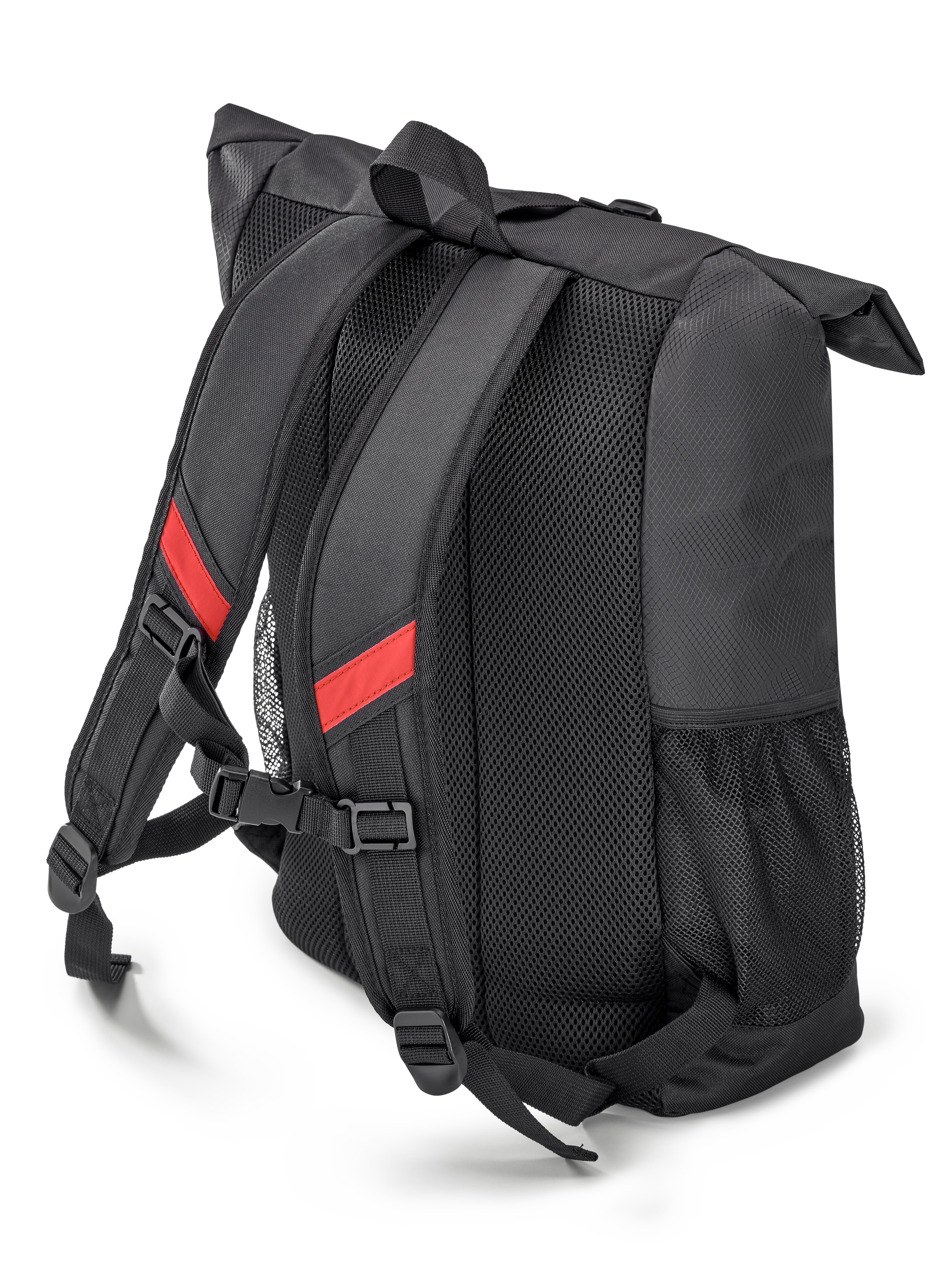 Plecak AMG, Rolltop - czerń / czerwony, poliester