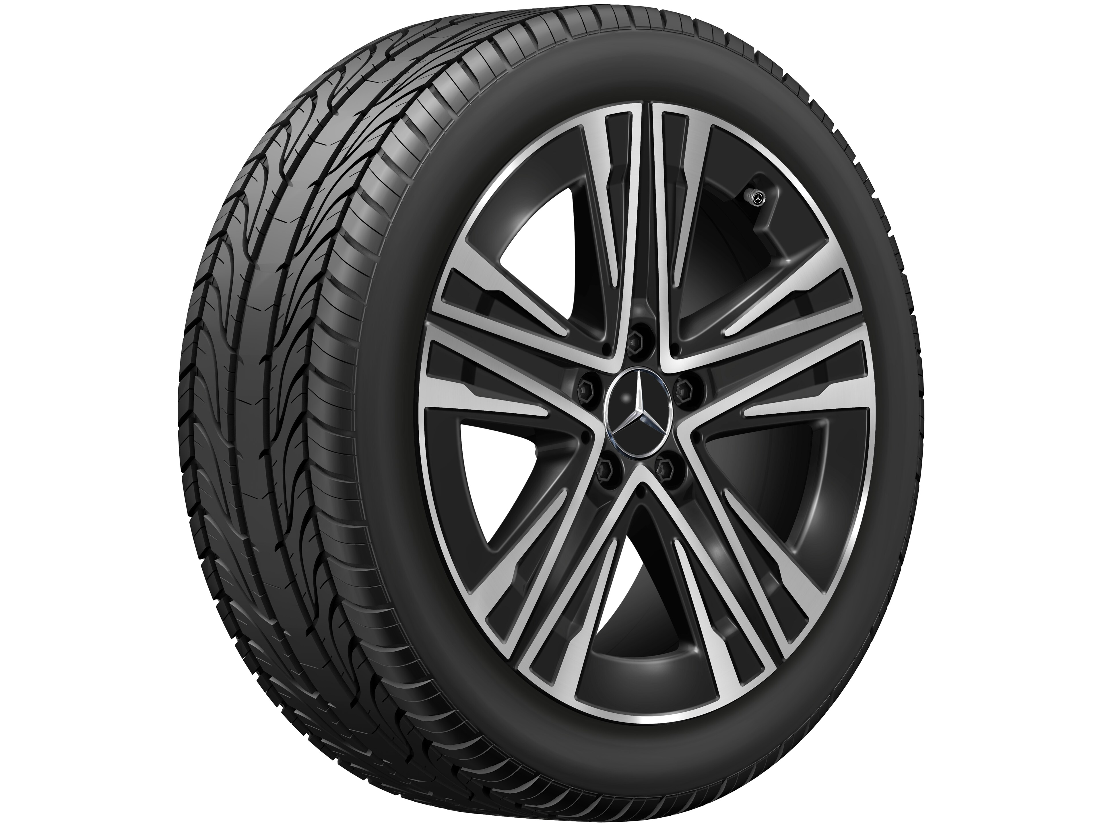 Obręcz z 5 ramionami W, Aero, 45,7 cm (18 cali) - 7,5 J x 18 ET 48,4, czerń, toczone na połysk