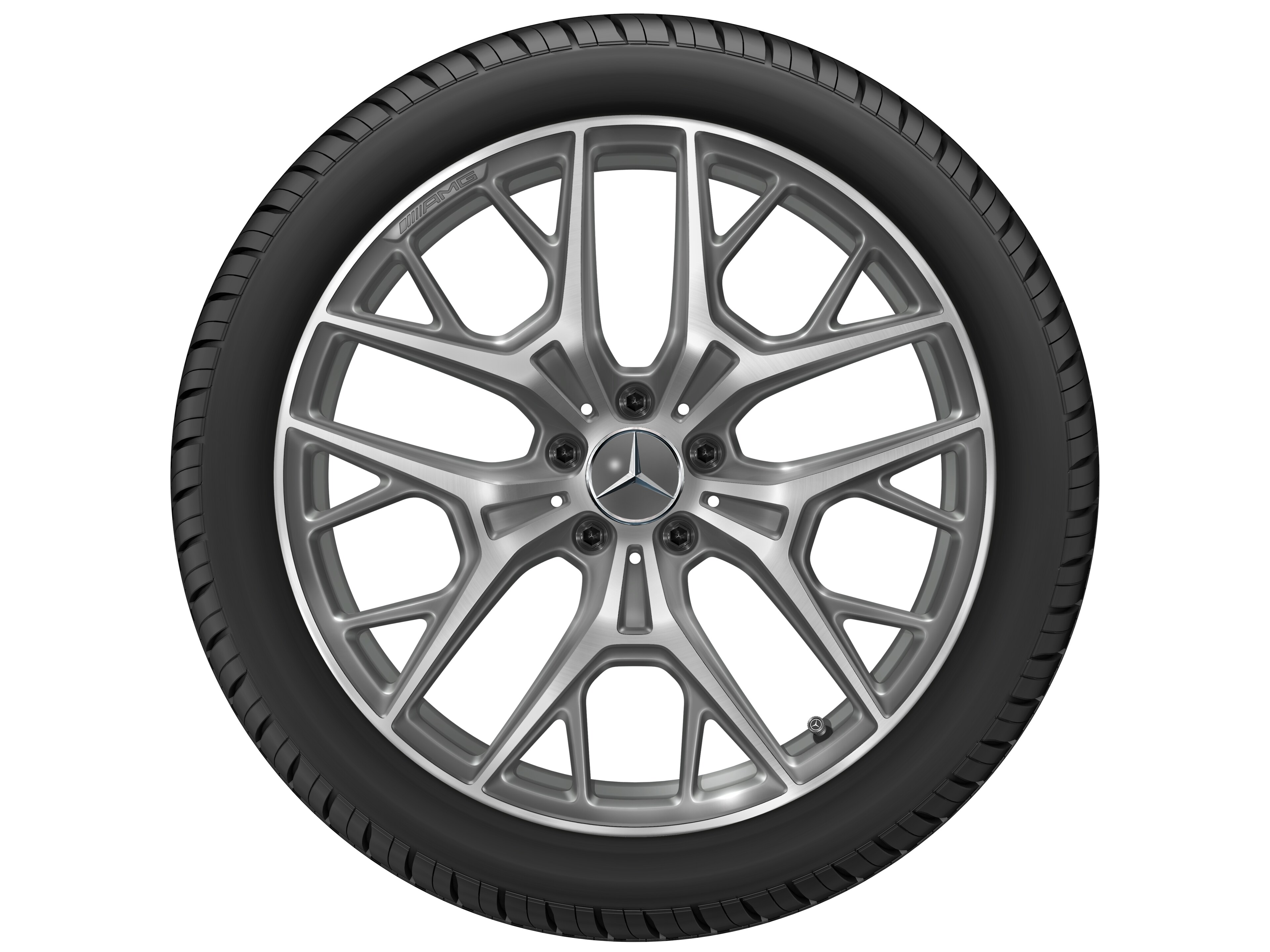 Obręcz AMG z lekkiego stopu, z krzyżowymi ramionami, 50,8 cm (20 cali) - 9 J x 20 ET 34, szarość Himalajów, toczone na połysk