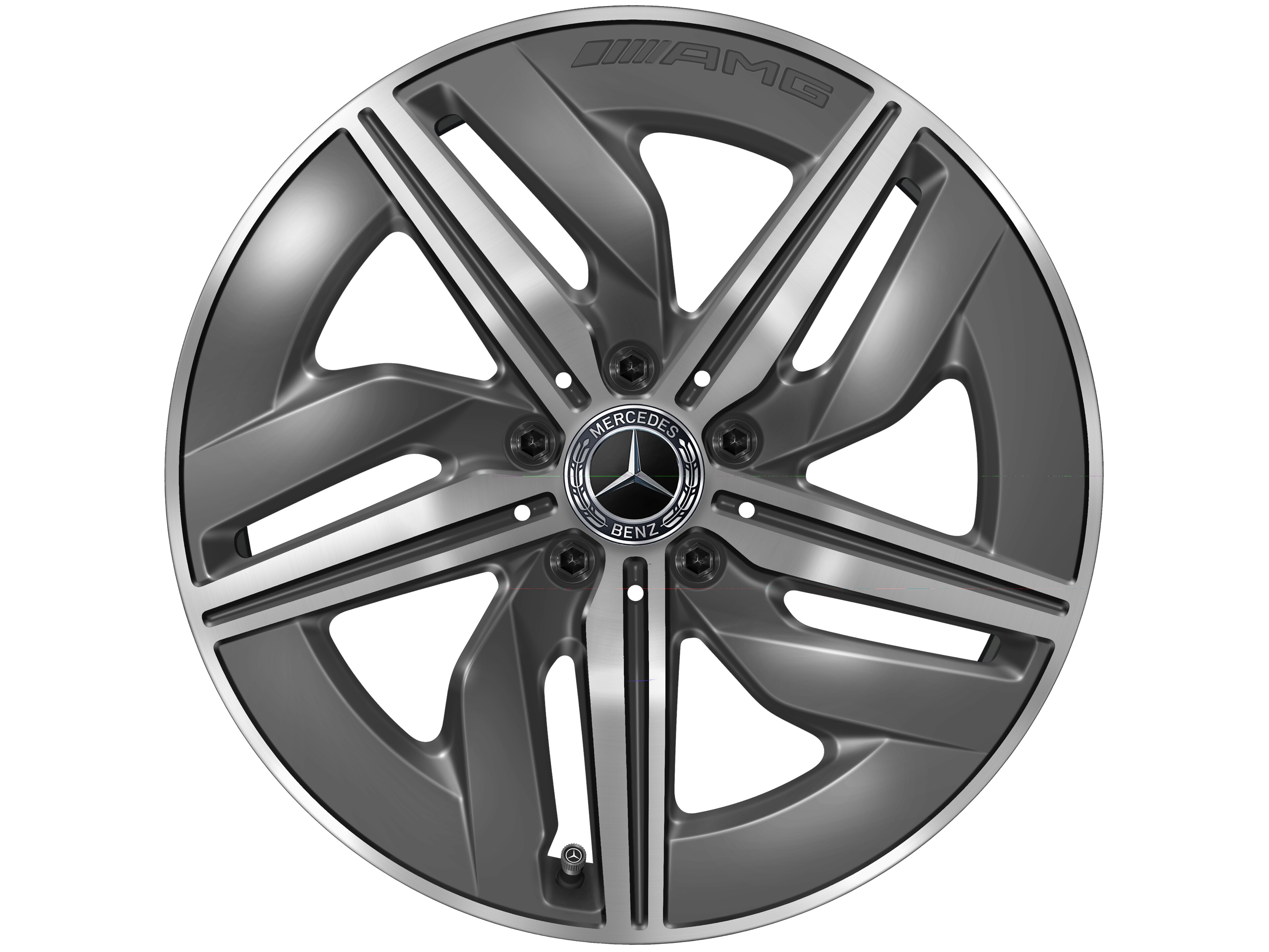 Obręcz AMG 5-ramienna, 45,7 cm (18 cali) - 9 J x 18 ET 66, szarość tantalu, toczone na połysk