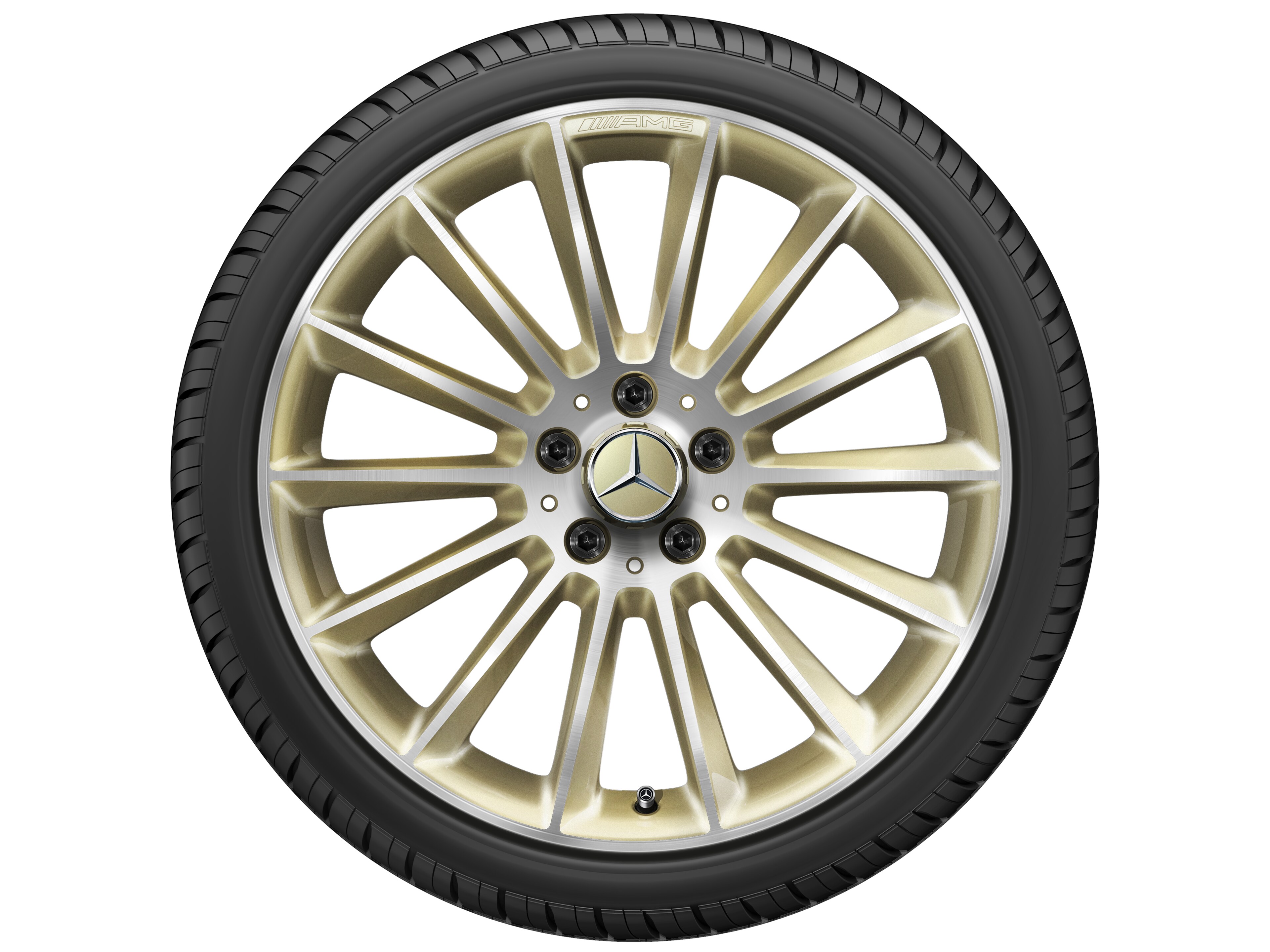 Wieloramienna obręcz koła AMG, 48,3 cm (19 cali) - 8 J x 19 ET 40, złoty, toczone na połysk