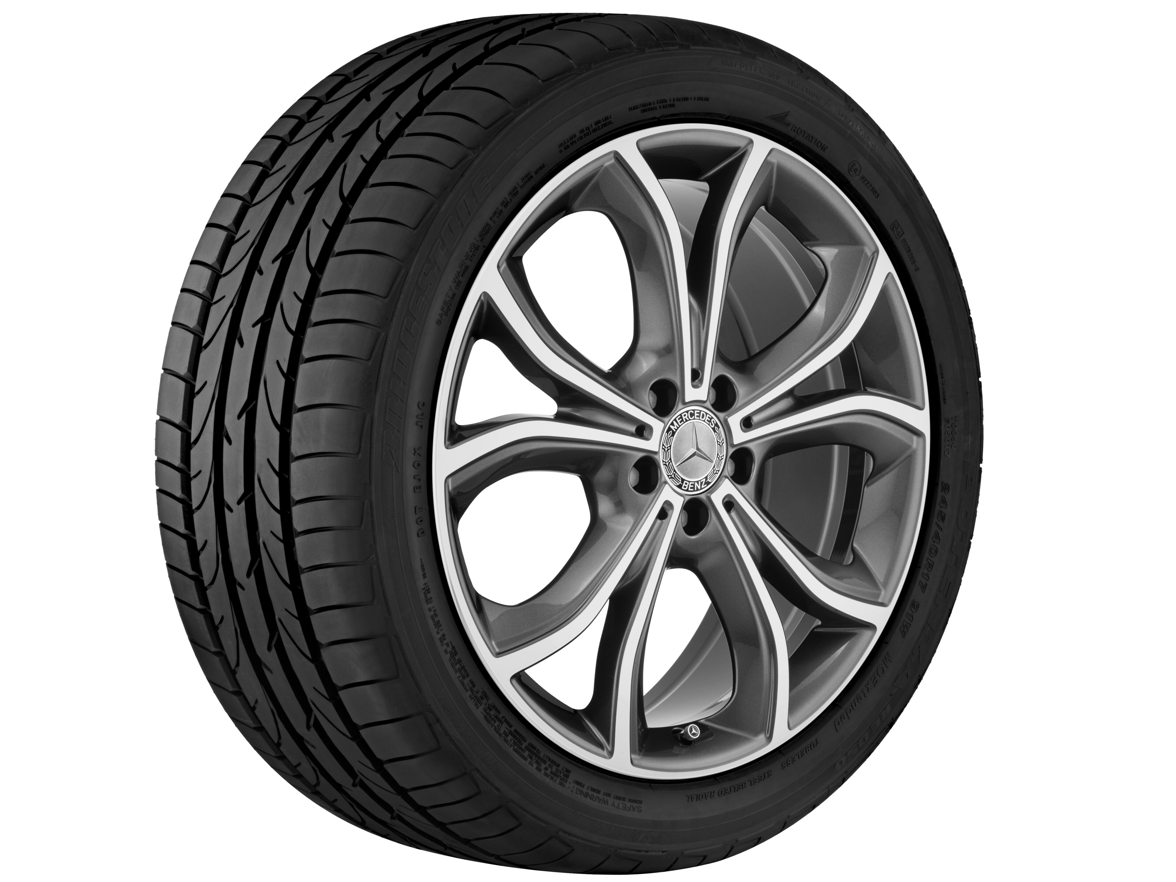 Obręcz z 5 podwójnymi ramionami, 50,8 cm (20 cali), polerowane na połysk - 9 J x 20 ET 53, tremolit-metallic, toczone na połysk
