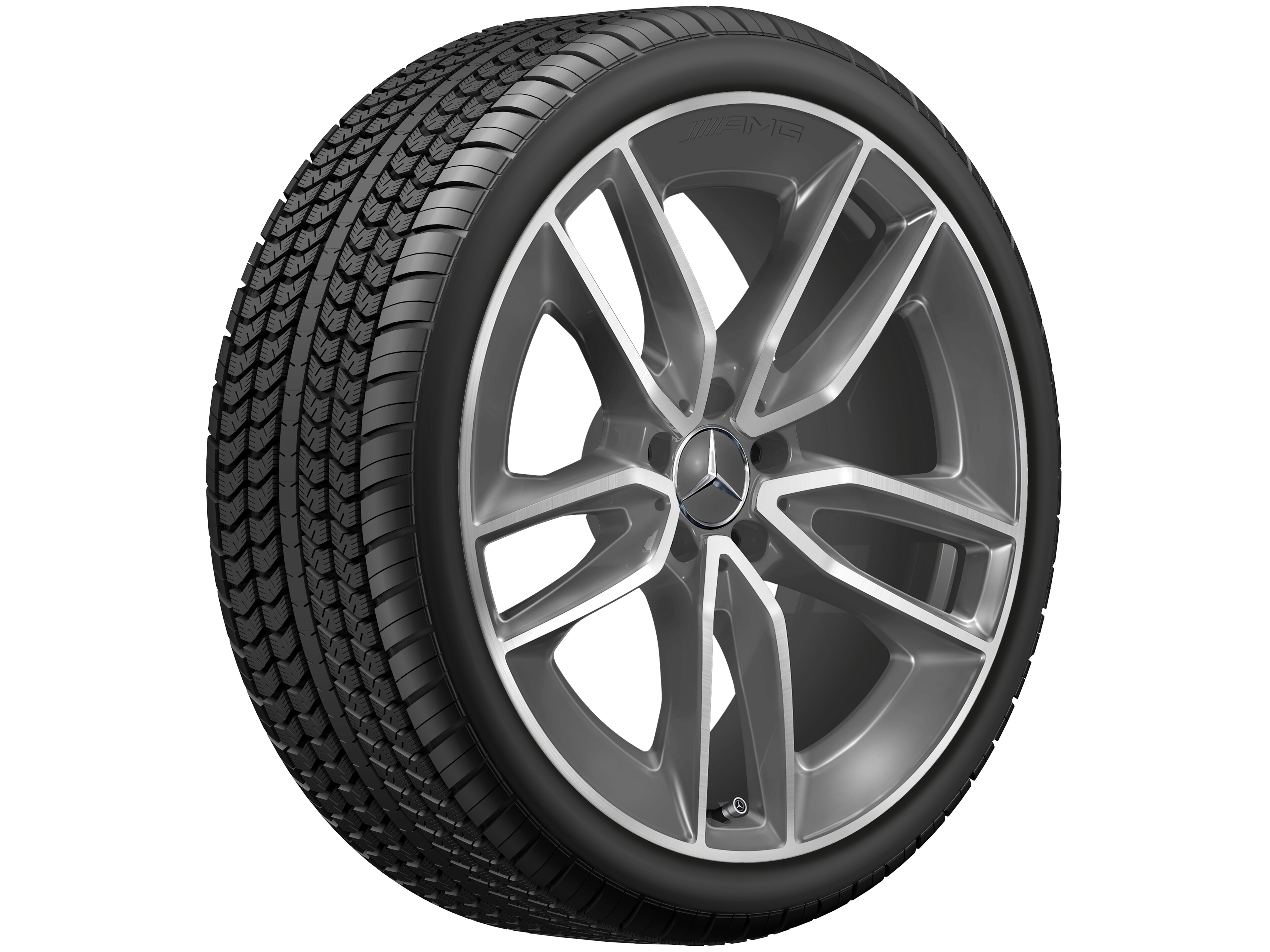 Obręcz AMG z 5 podwójnymi ramionami, 50,8 cm (20 cali) - 9 J x 20 ET 49, szarość tantalu, toczone na połysk