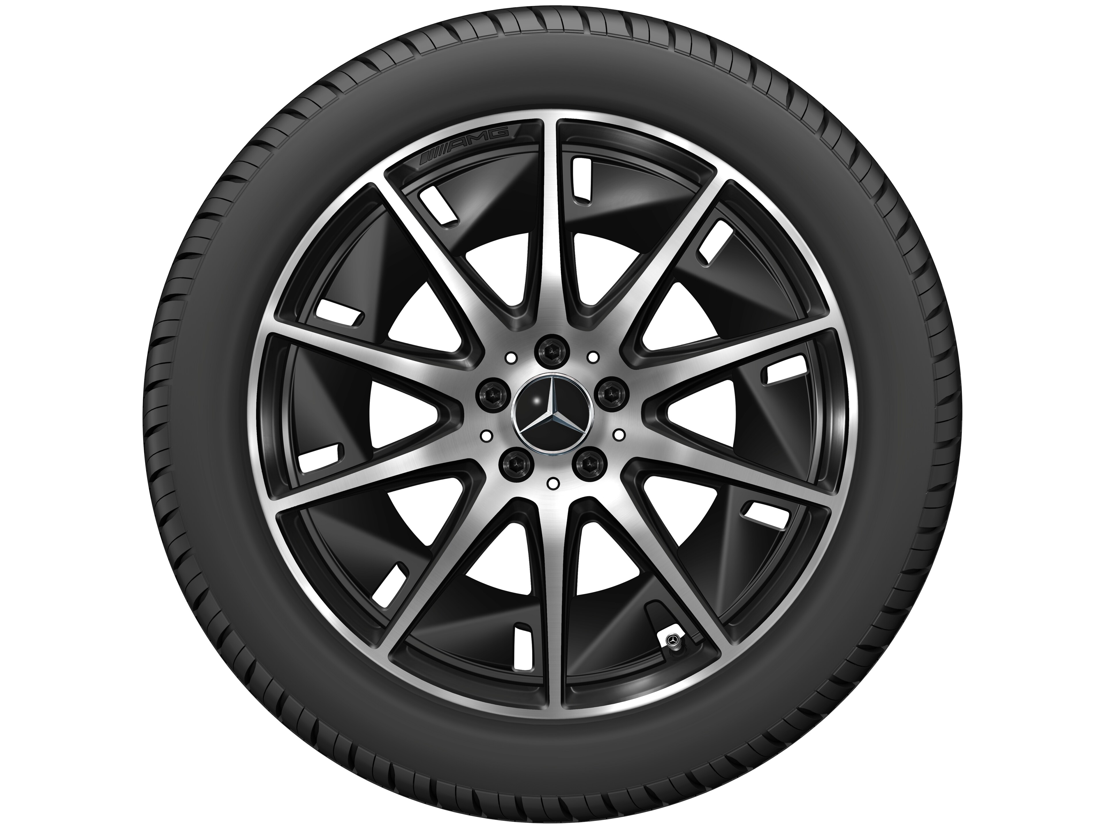 Obręcz AMG z lekkiego stopu, 10-ramienne, 50,8 cm (20 cali), zoptymalizowane pod kątem aerodynamiki - 9,5 J x 20 ET 58,2, czerń, toczone na połysk