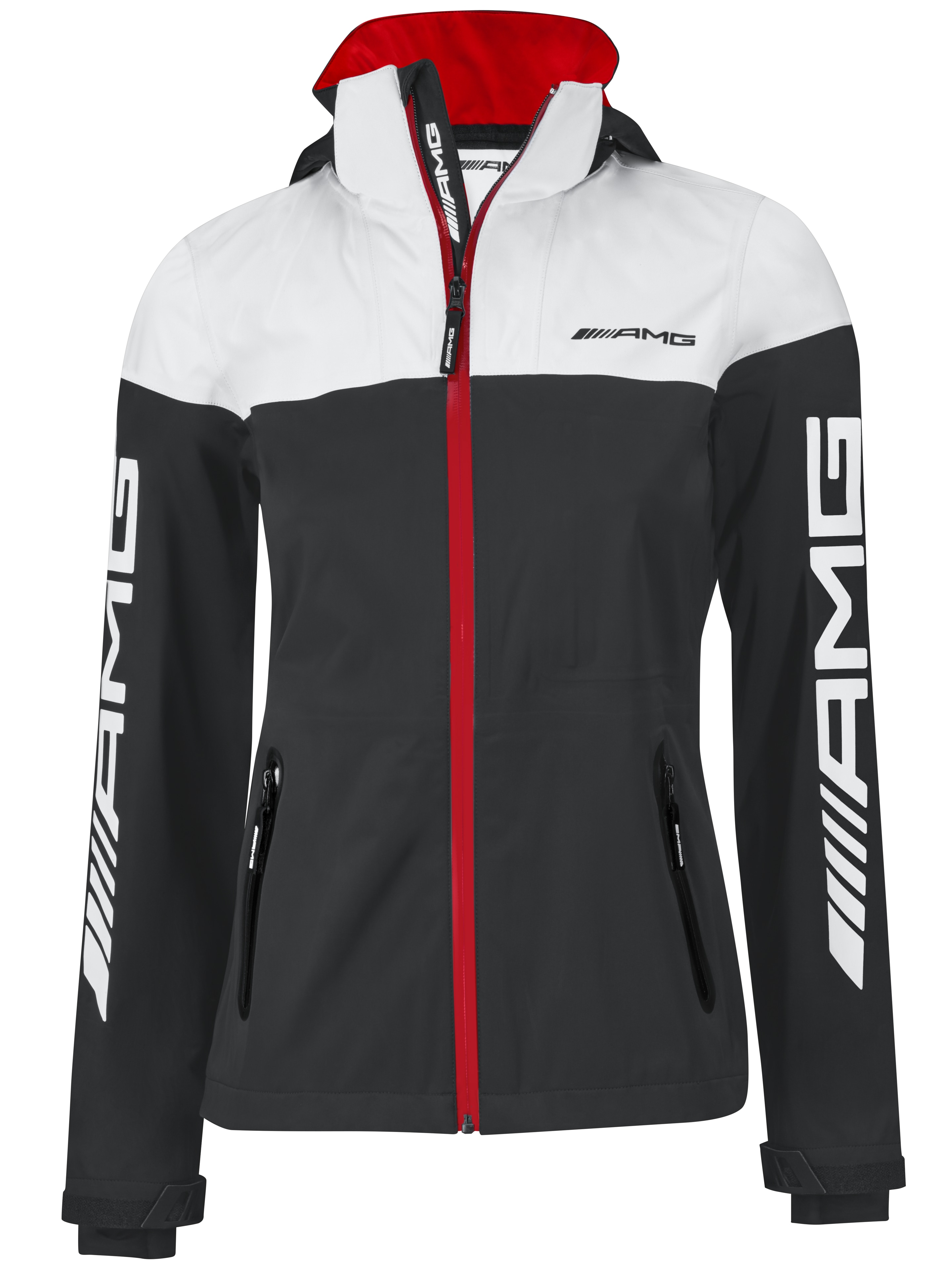 Damska kurtka AMG typu softshell - czerń / biały, XXS