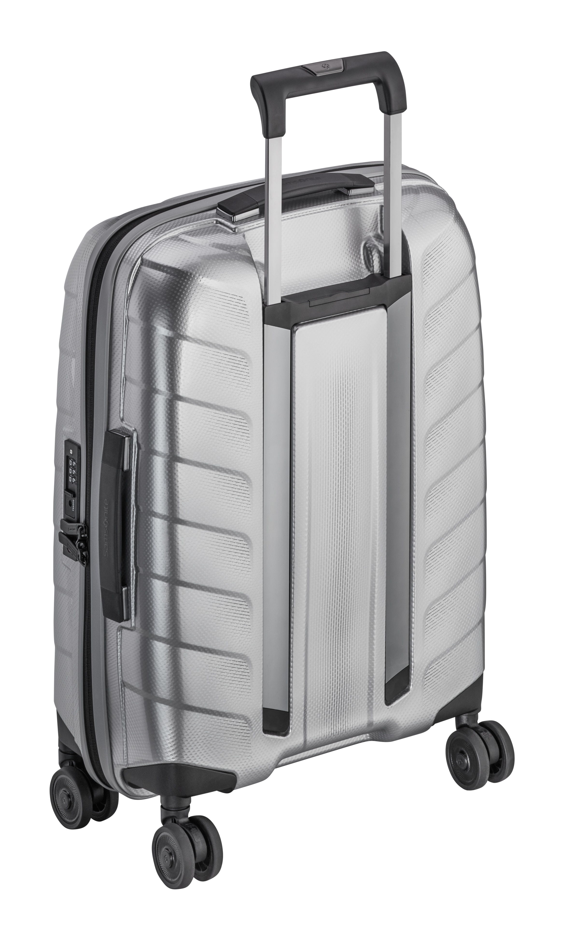 Walizka, Spinner 55 - srebrny, polipropylen / poliester, Samsonite, 38 l