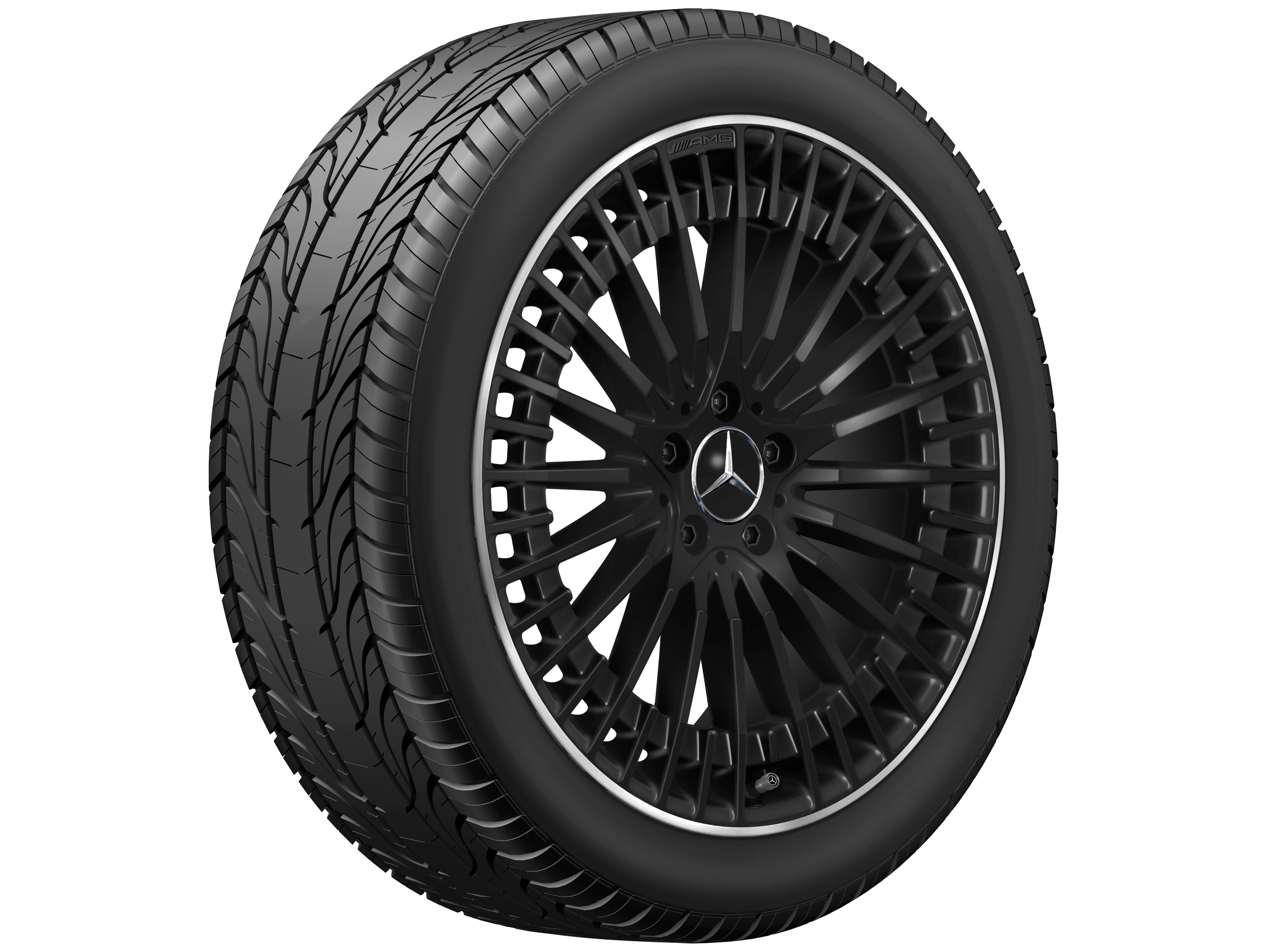 Wieloramienna obręcz koła AMG, 50,8 cm (20 cali), Obrzeże obręczy polerowane na połysk - 8,5 J x 20 ET 50,5, czerń, obrzeże obręczy polerowane na połysk