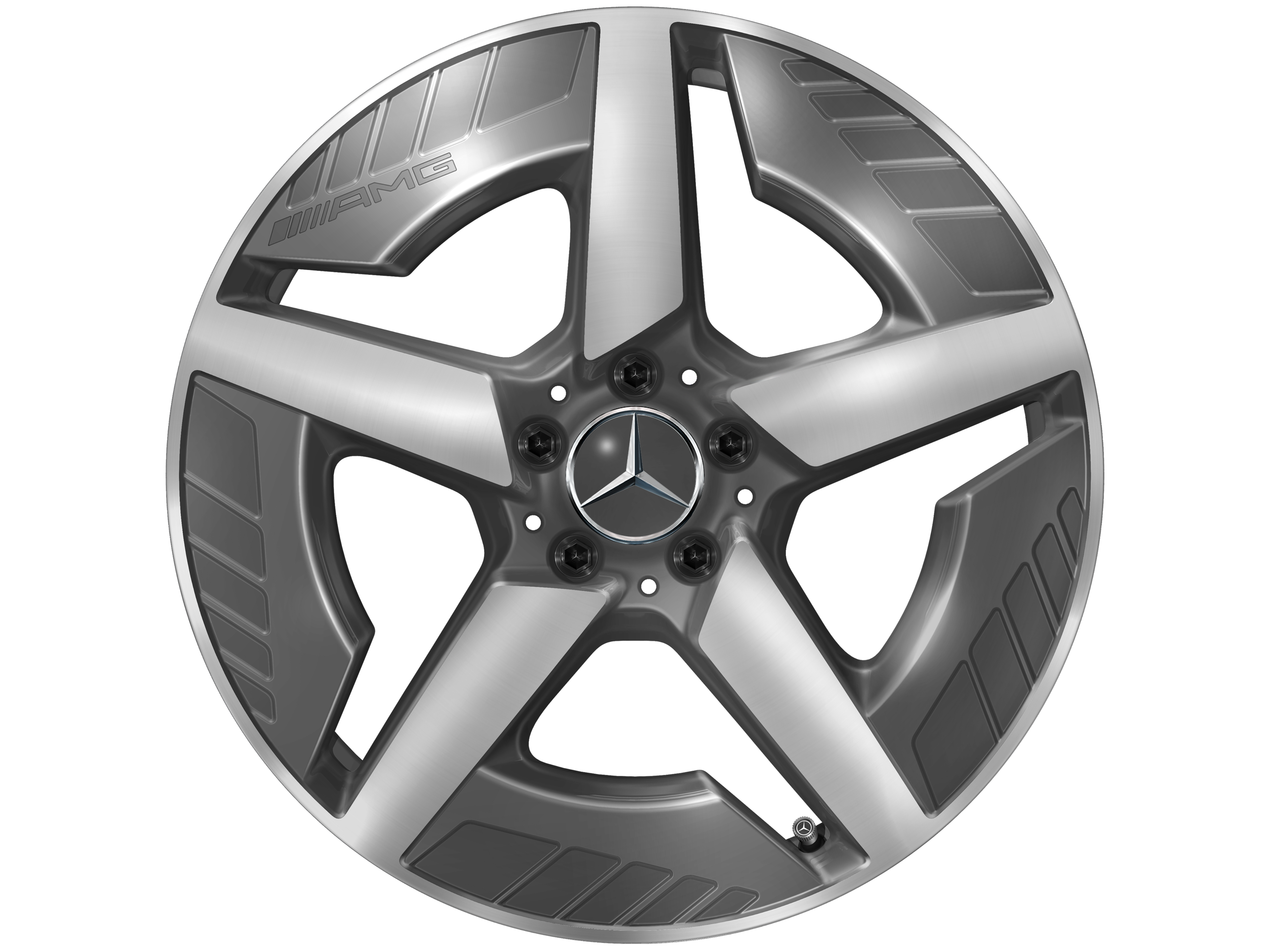 Obręcz AMG z lekkiego stopu, 5-ramienne, 48,3 cm (19 cali), zoptymalizowane pod kątem aerodynamiki - 7,5 J x 19 ET 53,3, szarość tantalu, toczone na połysk