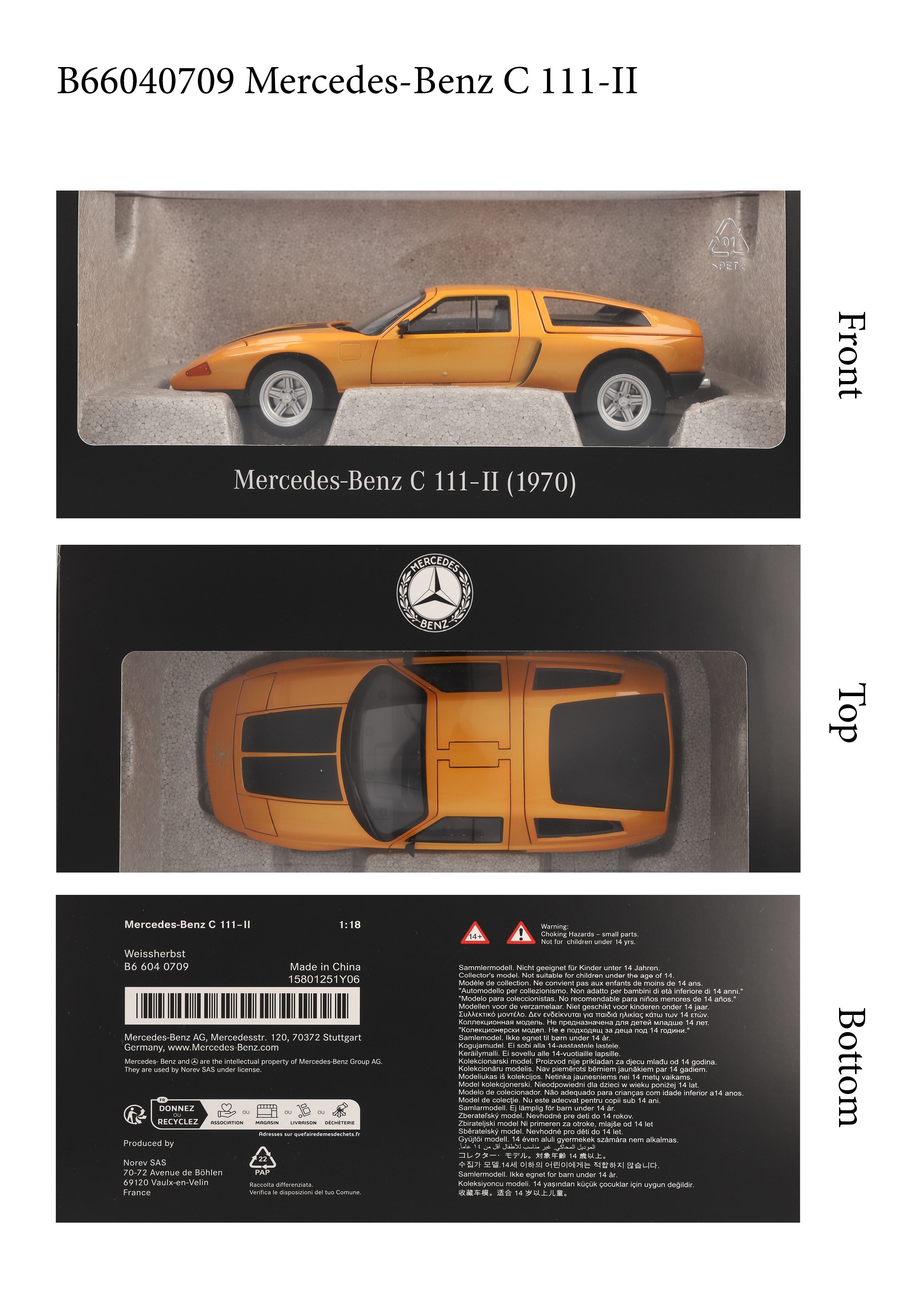 Pojazd doświadczalny C 111 / II (1970) - jesienna biel, Norev, 1:18