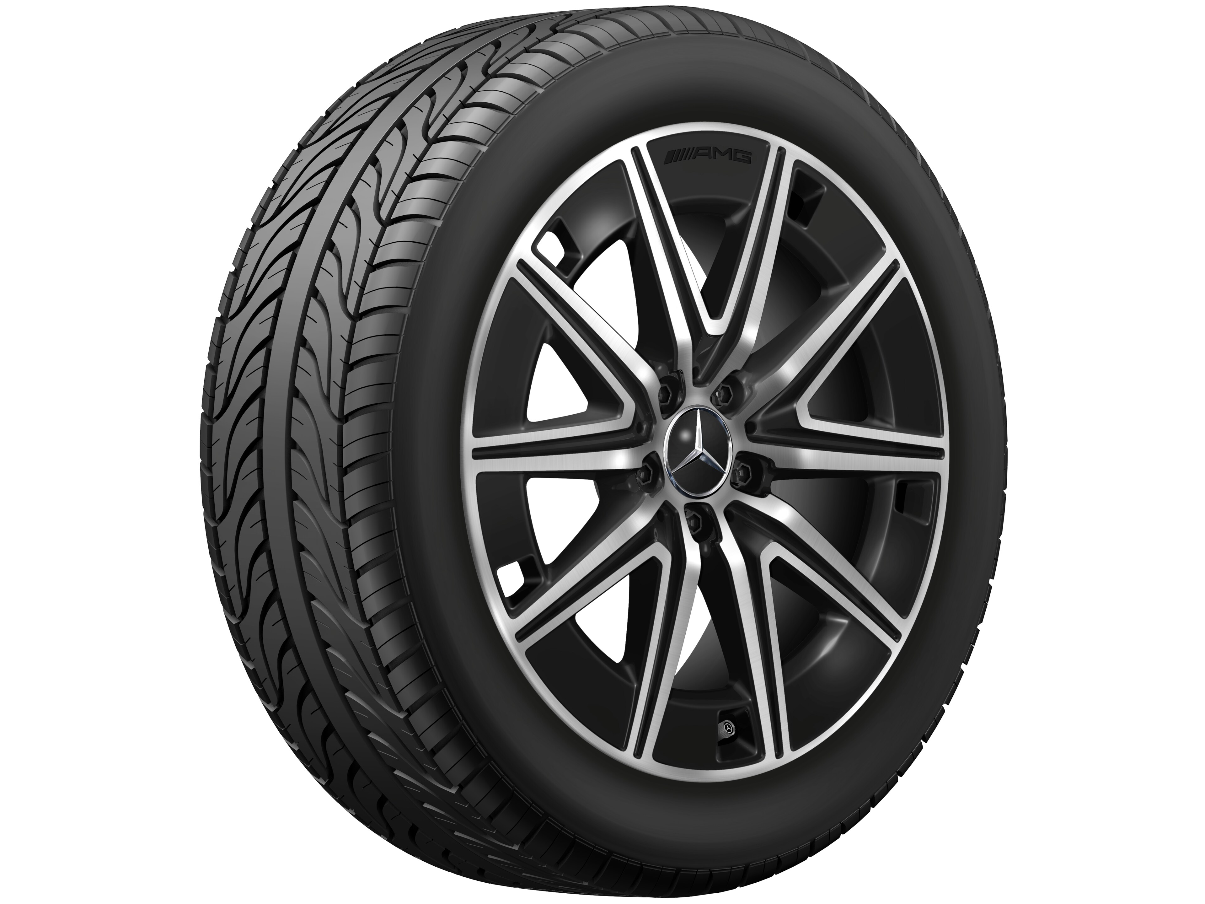 Obręcz AMG 10-ramienna, 48,3 cm (19 cali) - 7,5 J x 19 ET 53,5, czerń, toczone na połysk