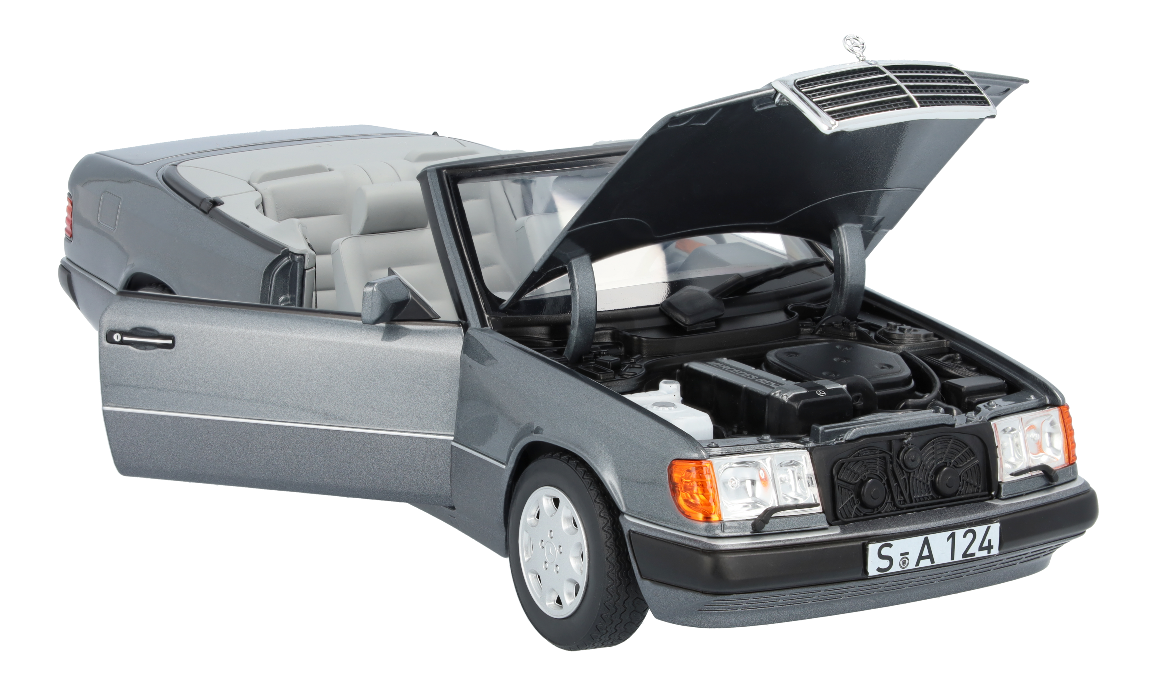 300 CE-24 Cabriolet A 124 (1991-1993) - szarość masy perłowej, Norev, 1:18