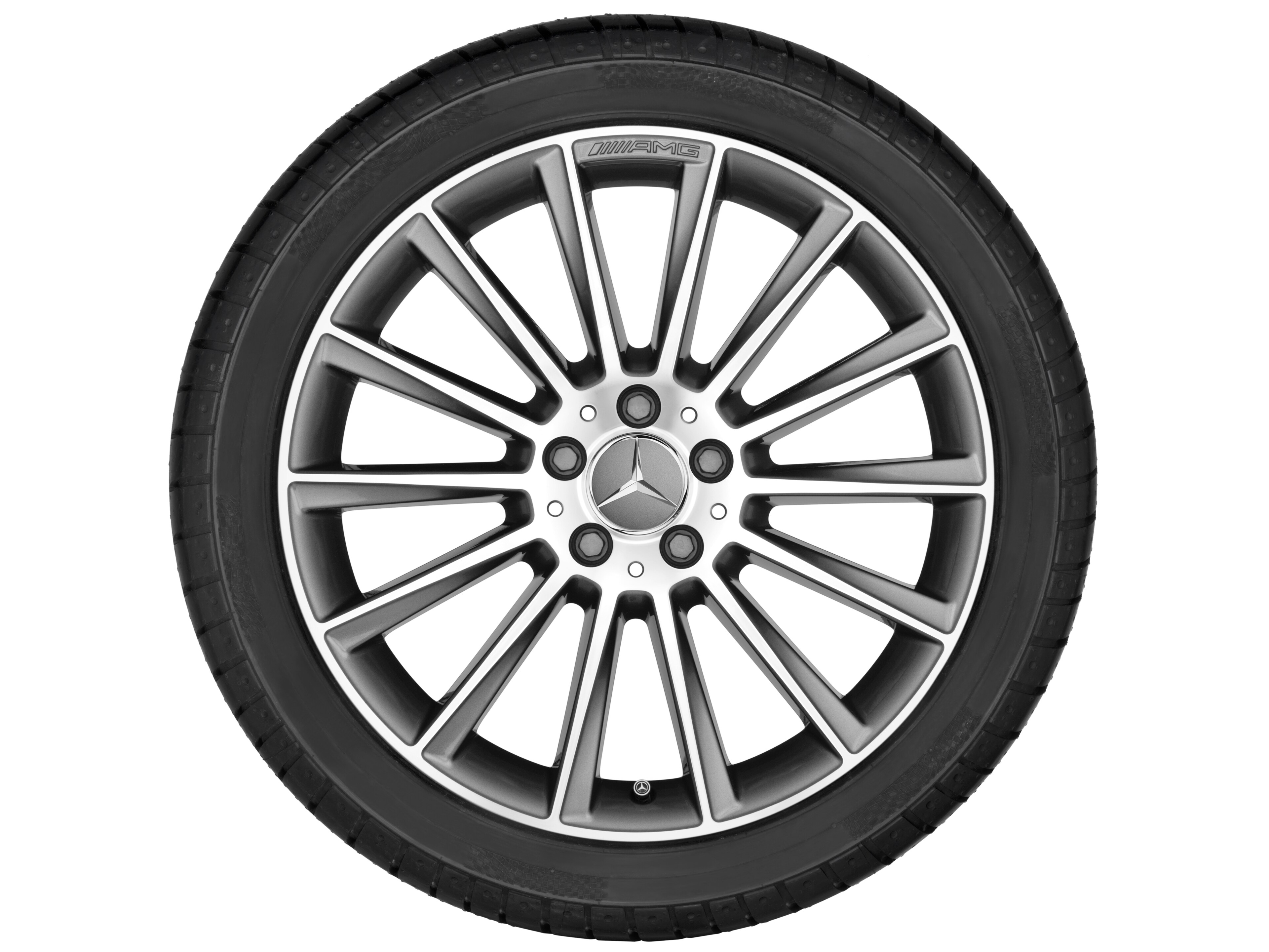 Wieloramienna obręcz koła AMG, 48,3 cm (19 cali) - 7,5 J x 19 ET 33, szarość tytanu, toczone na połysk