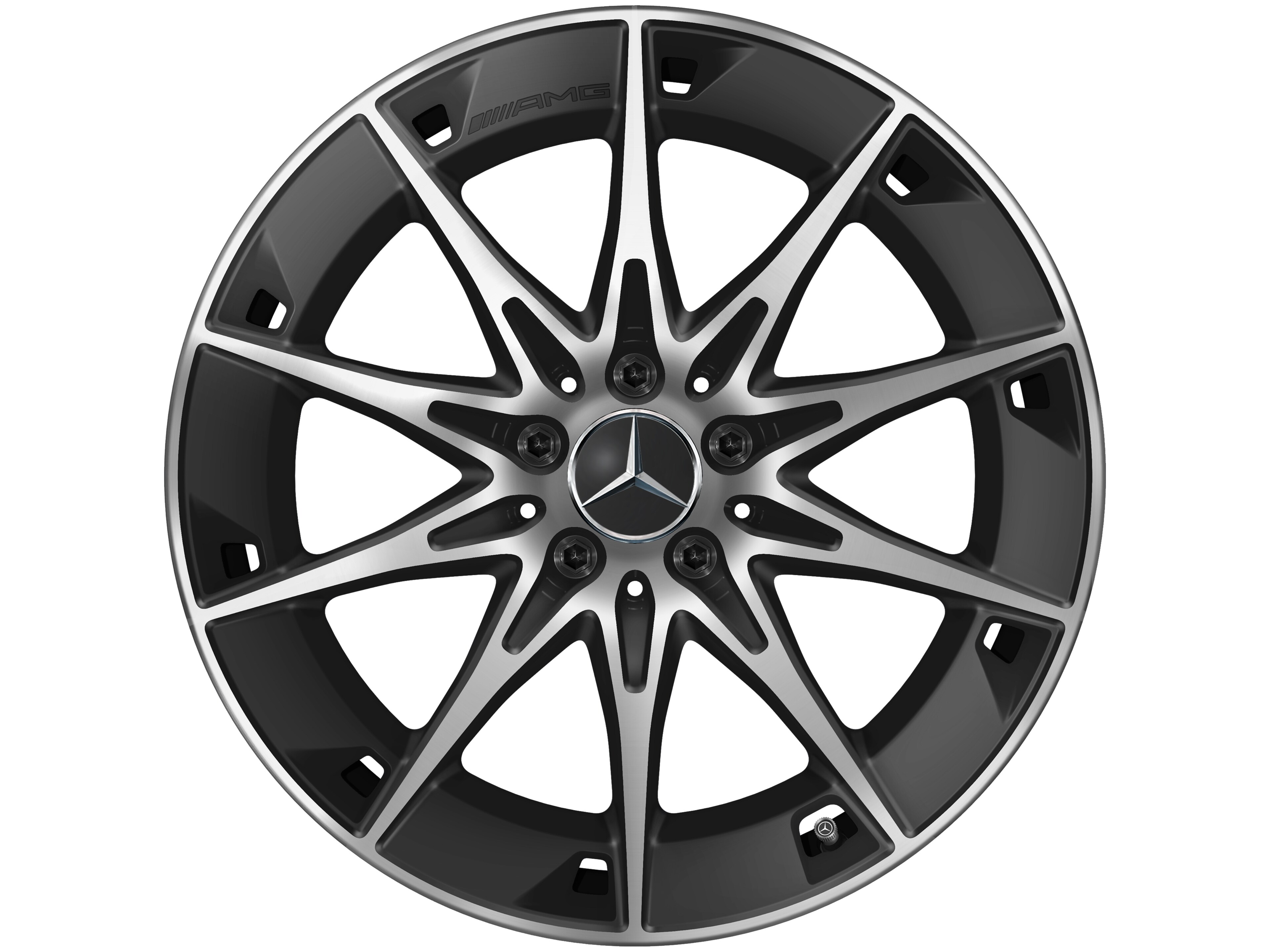 Obręcz AMG 10-ramienna, 48,3 cm (19 cali) - 9,5 J x 19 ET 19, czarny mat, toczone na połysk