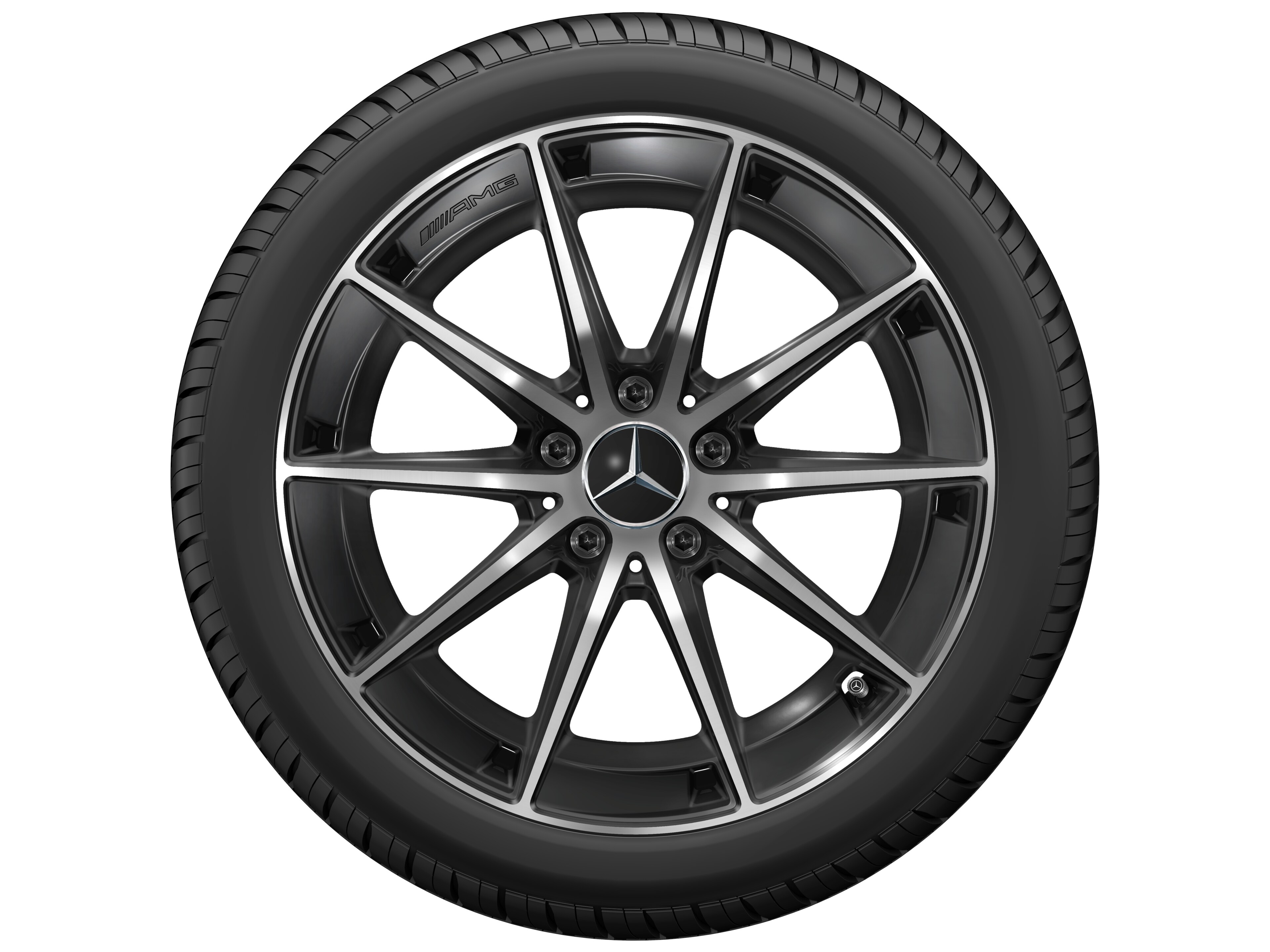 Obręcz AMG 10-ramienna, 45,7 cm (18 cali) - 8 J x 18 ET 40, czerń, toczone na połysk