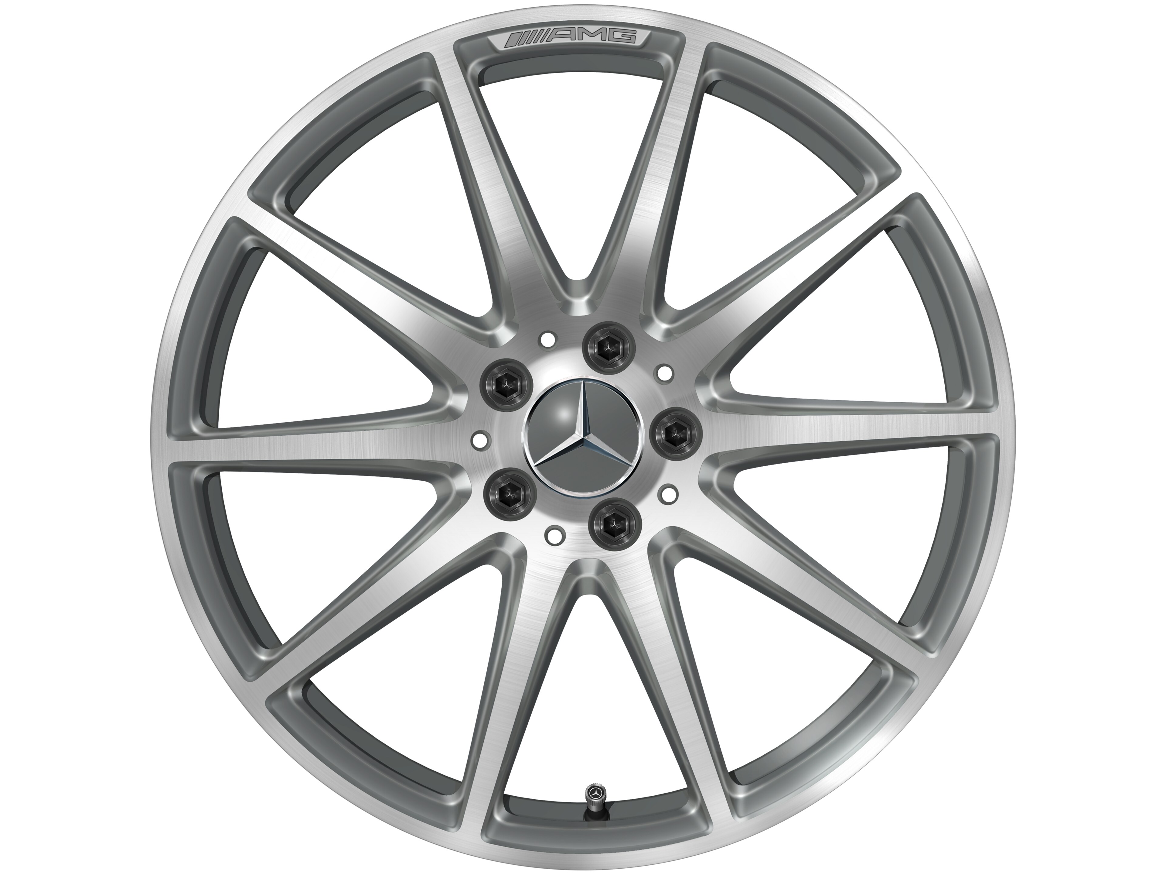Obręcz AMG 10-ramienna, 48,3 cm (19 cali) - 11 J x 19 ET 53, szarość tytanu, toczone na połysk
