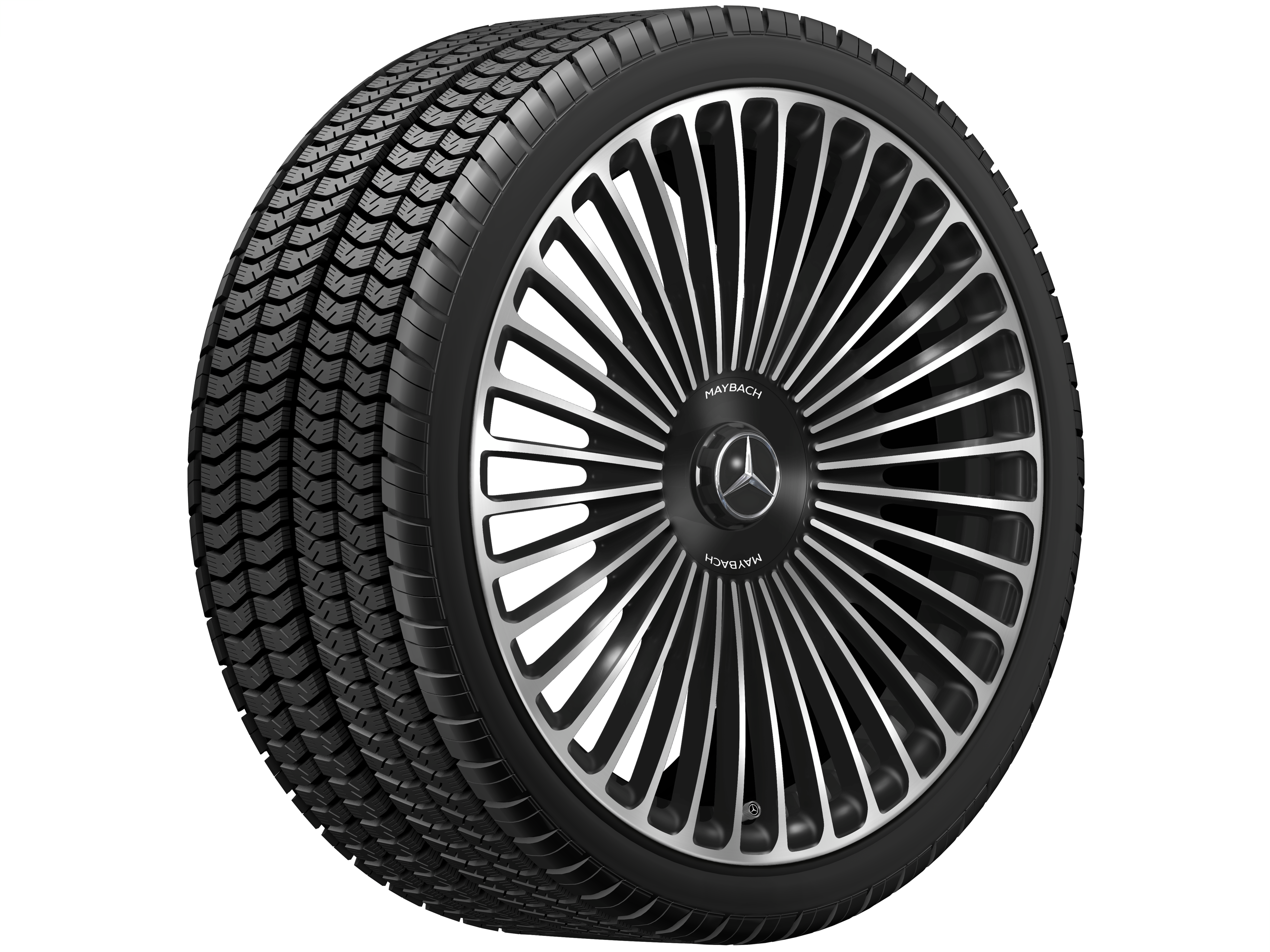 Obręcz kuta AMG z wzorem wieloramiennym, 53,3 cm (21 cali) - 9,5 J x 21 ET 56,1, czerń, toczone na połysk